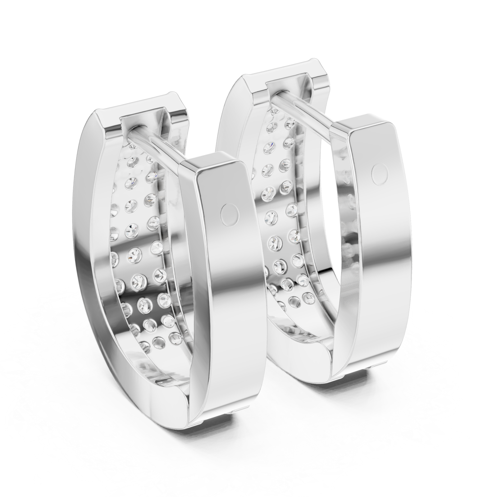  White Gold Luminescent Arc Statement Earrings Side View