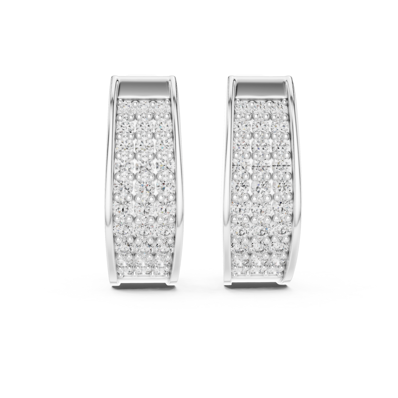  White Gold Luminescent Arc Statement Earrings Front View