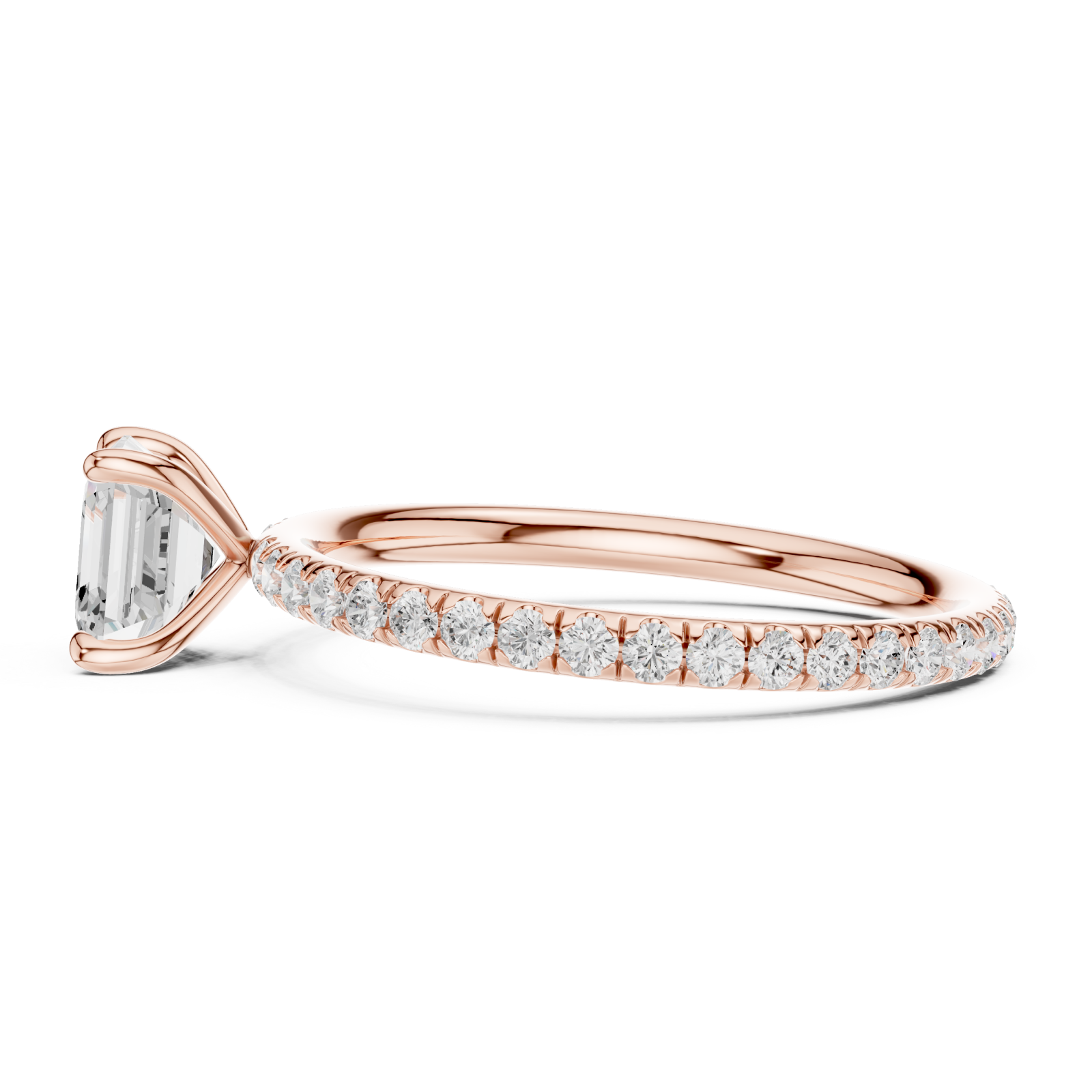  Rose Gold Luminous Grace Petite Solitaire Ring Side View