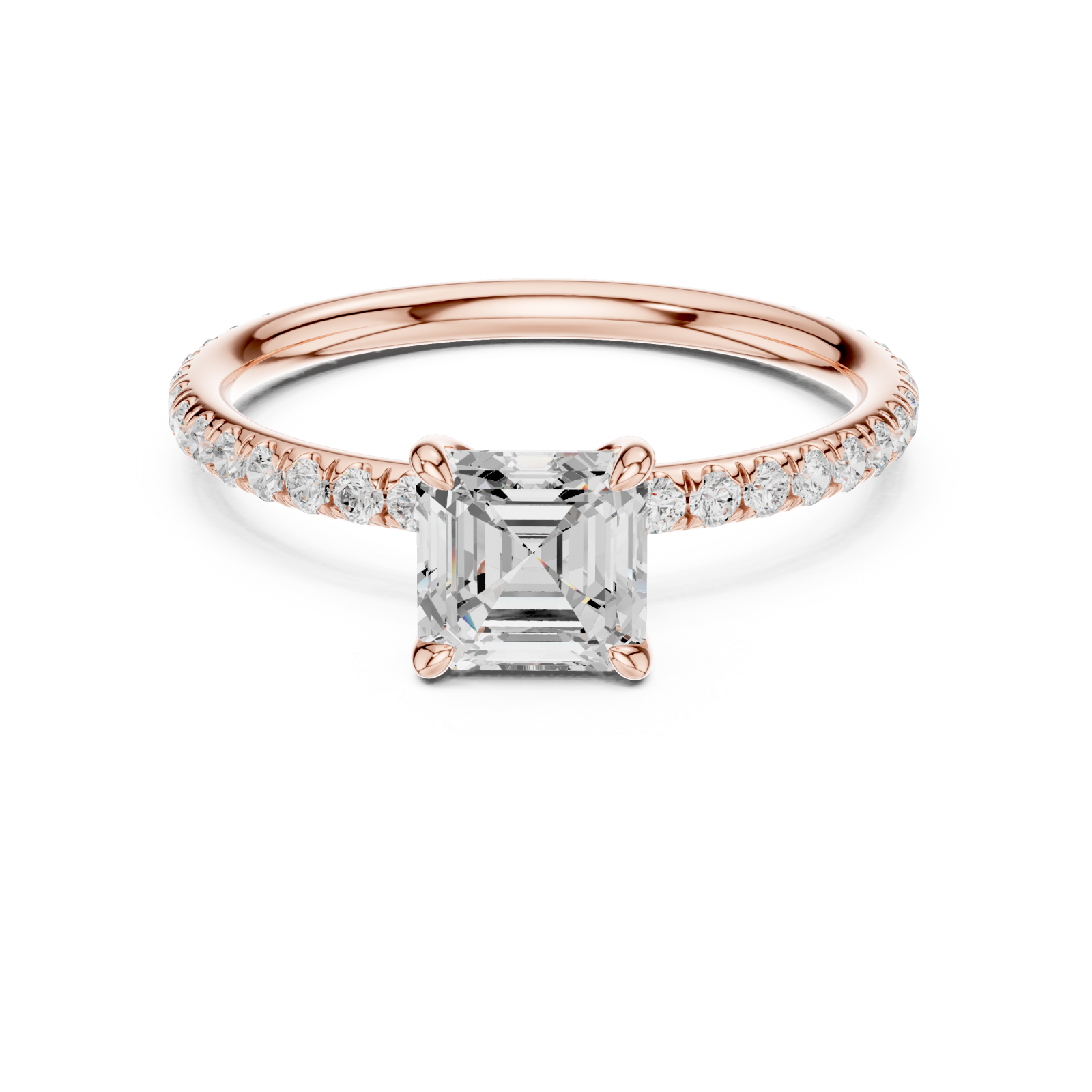  Rose Gold Luminous Grace Petite Solitaire Ring Front View