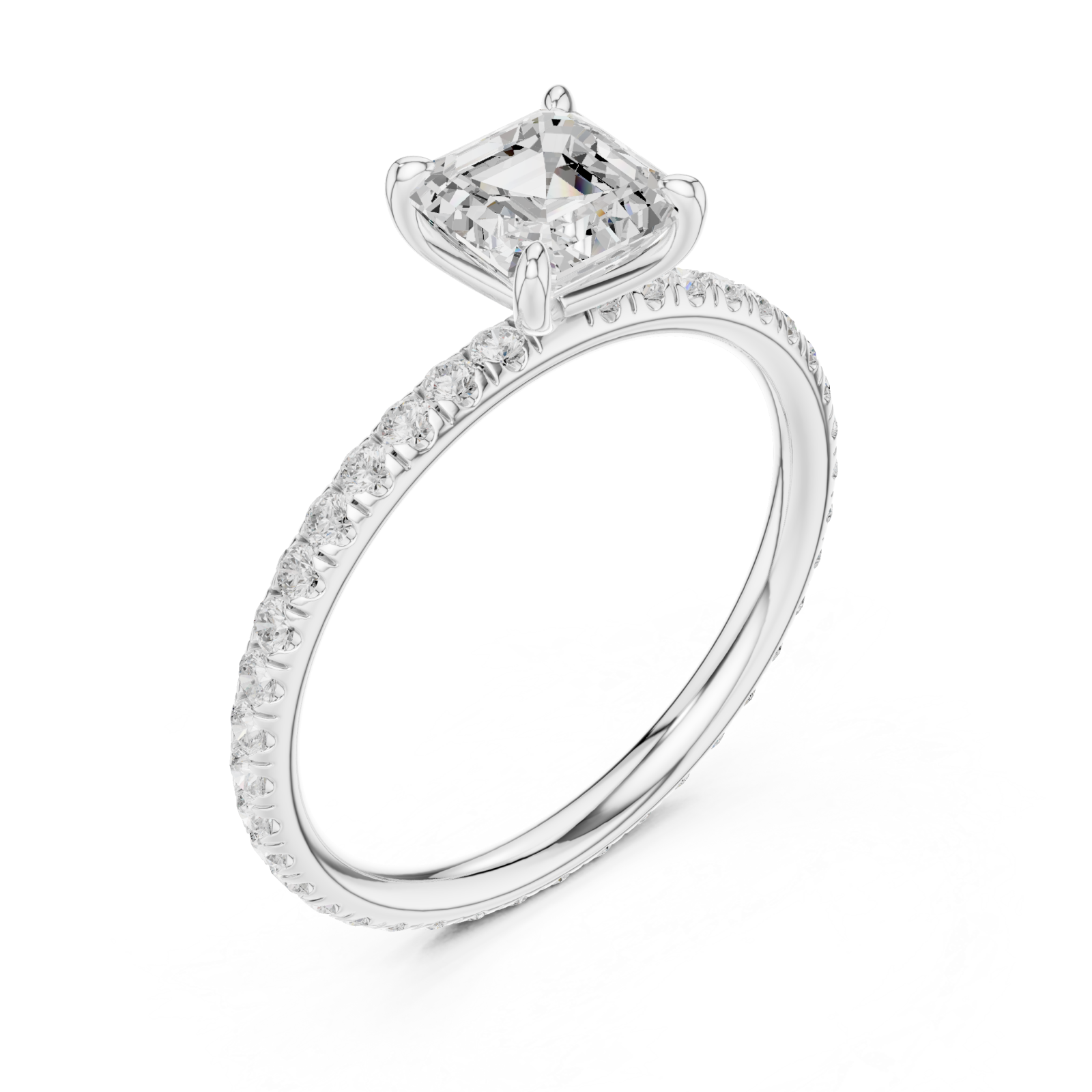  White Gold Luminous Grace Petite Solitaire Ring Right View