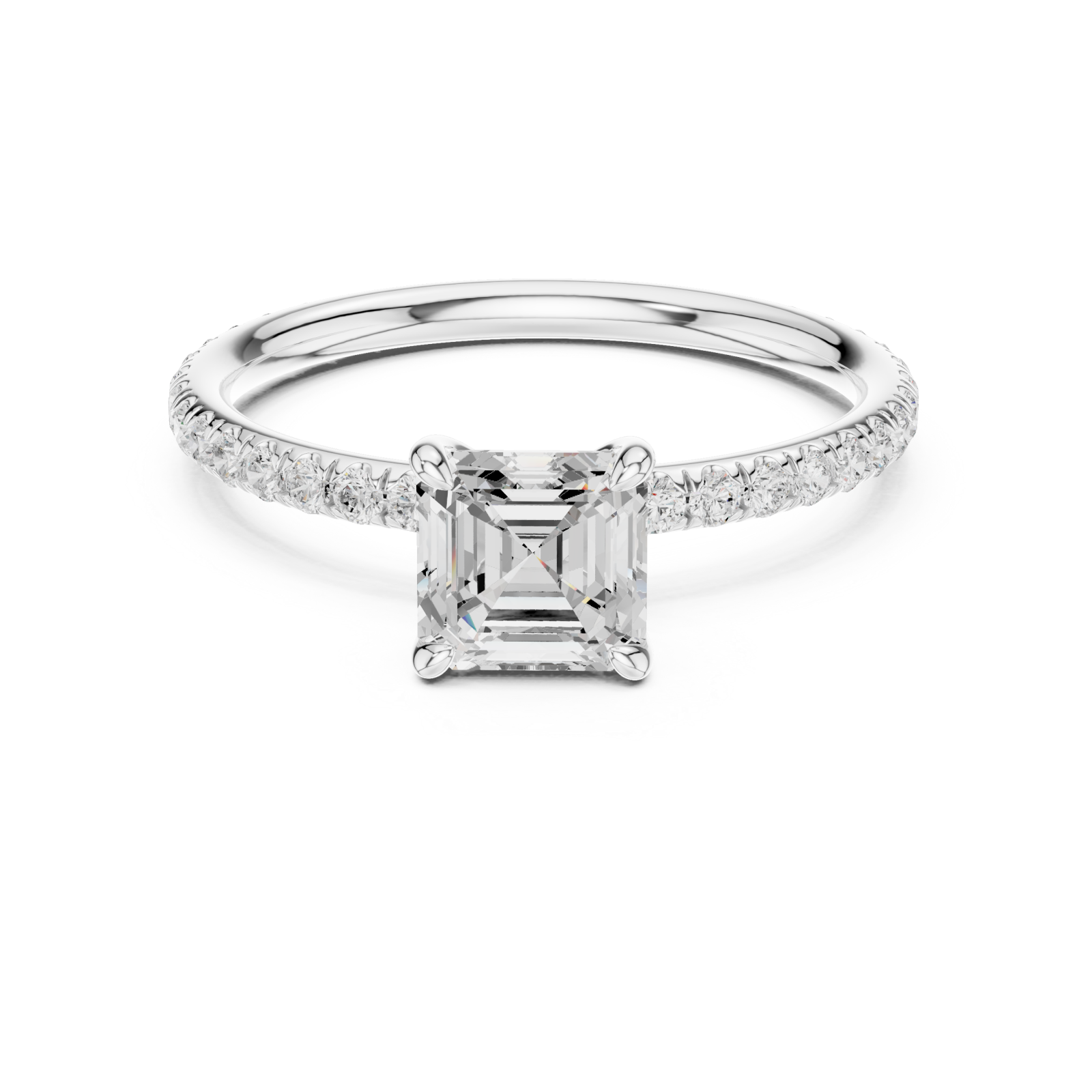  White Gold Luminous Grace Petite Solitaire Ring Front View