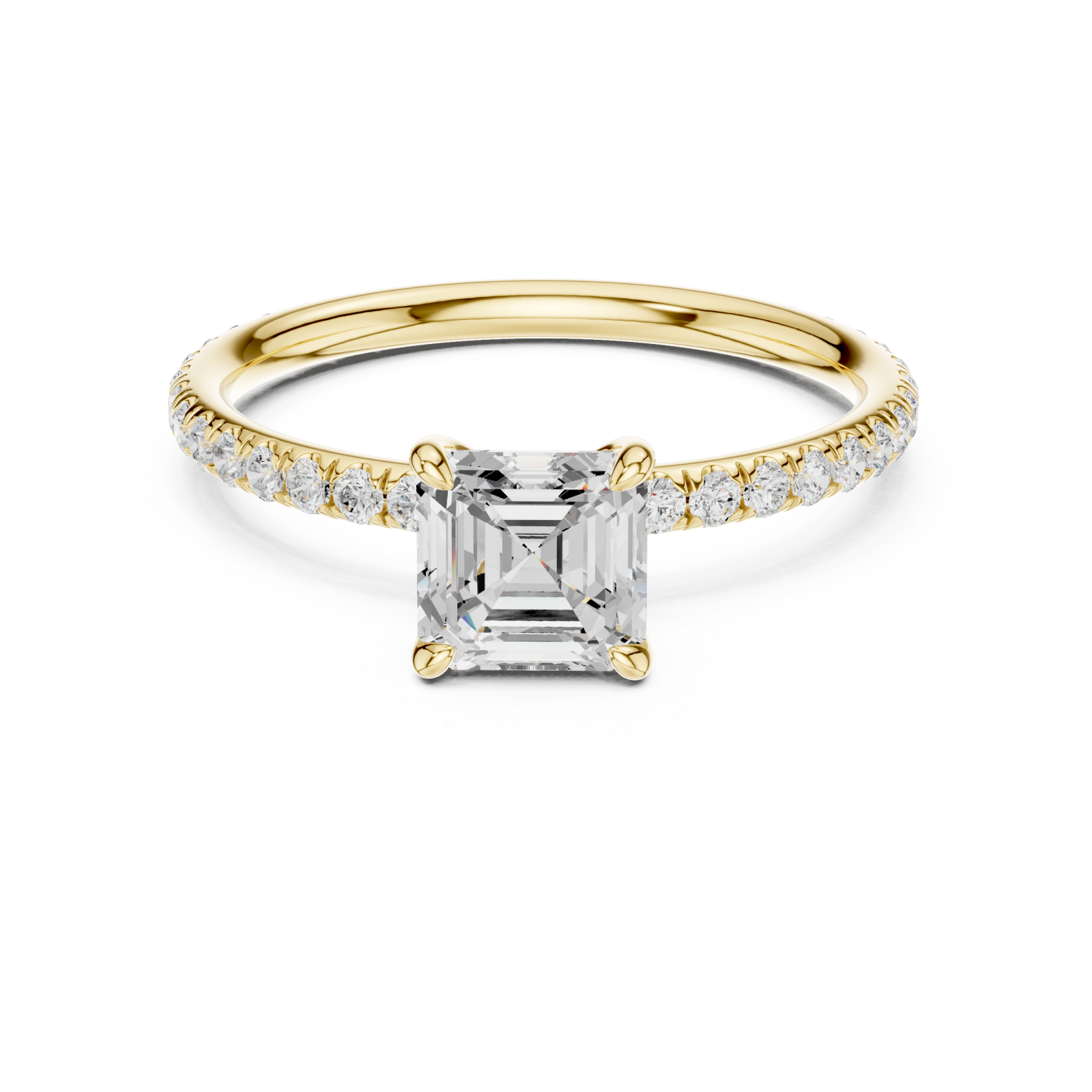  Gold Luminous Grace Petite Solitaire Ring Front View