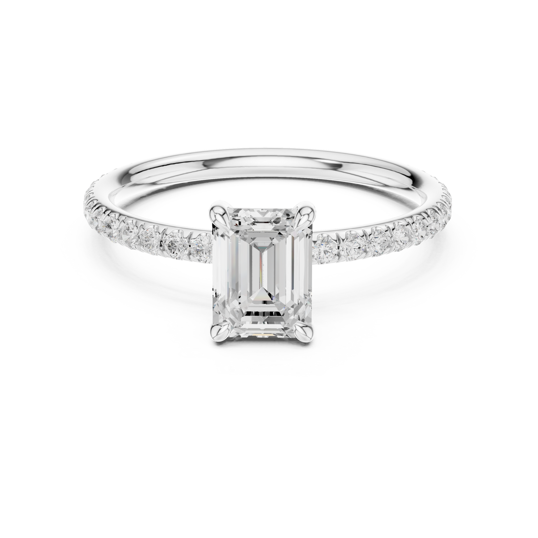  White Gold Twilight Mosaic Solitaire Mount Ring Front View