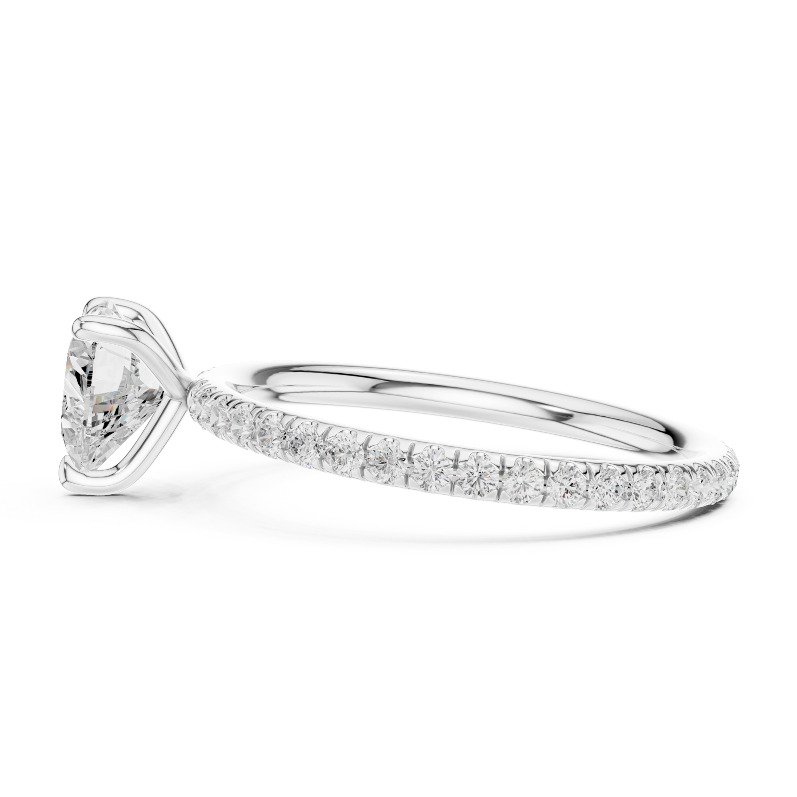  White Gold Heirloom Crest Solitaire Ring Side View