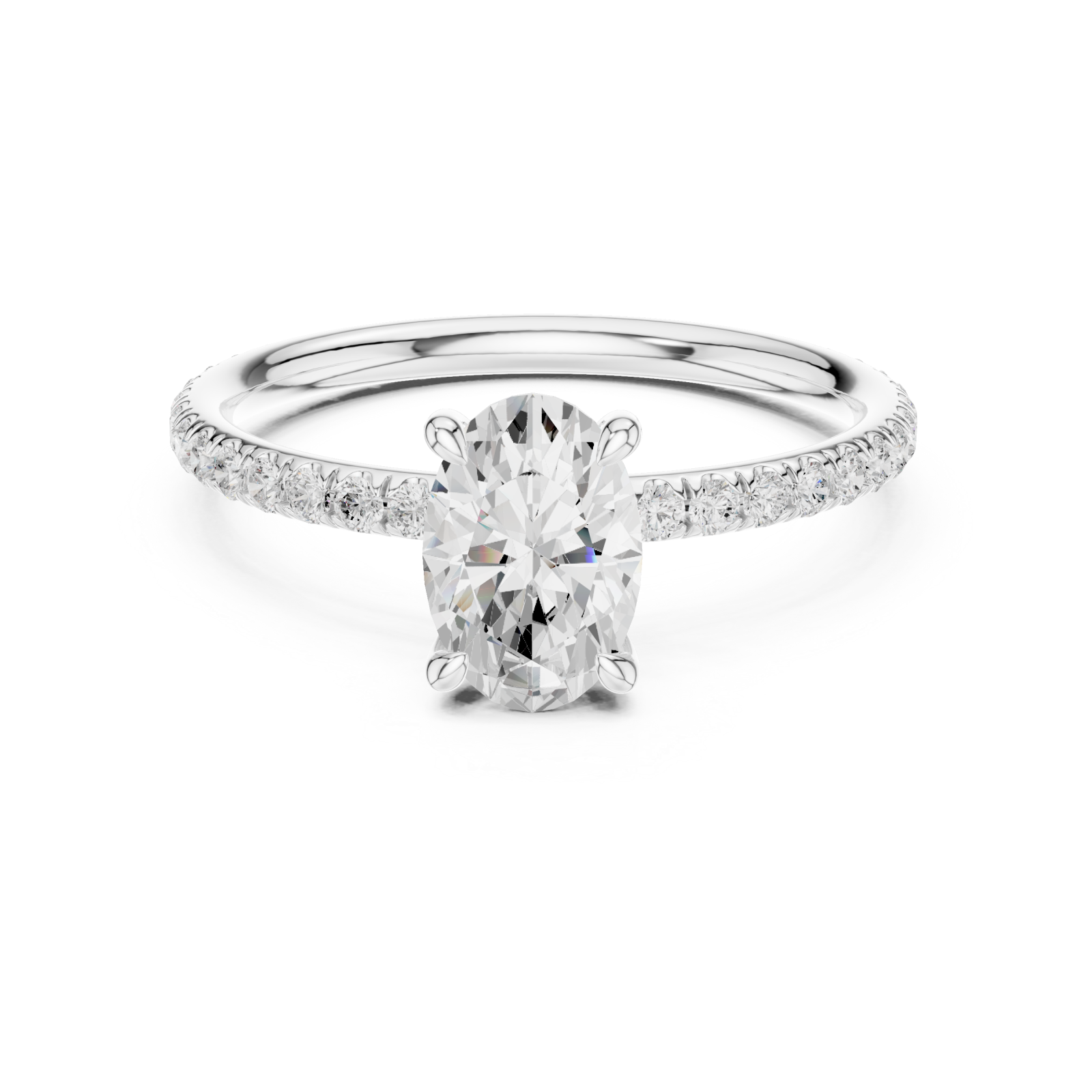  White Gold Anchor Crest Elegance Ring Front View