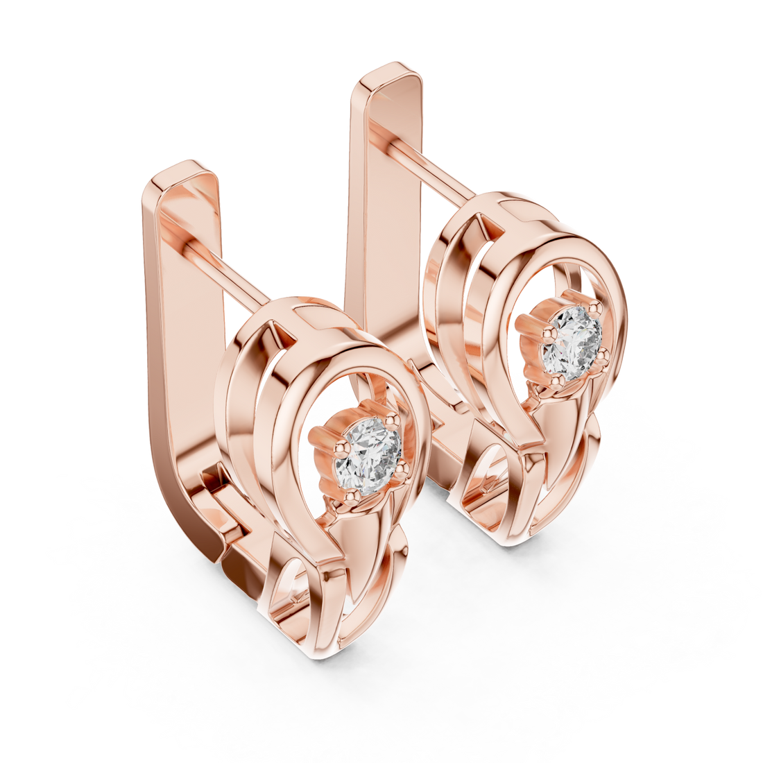  Rose Gold Radiant Halo Embrace Earrings Right View