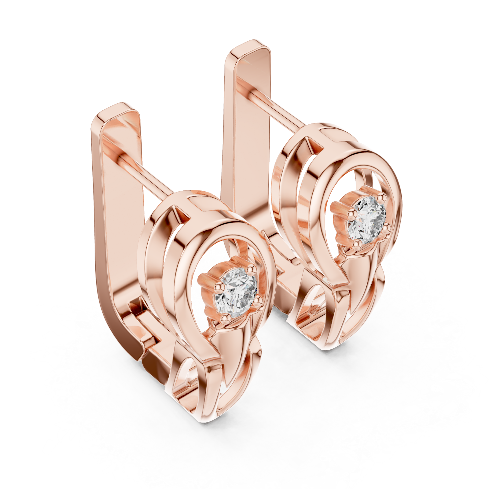 Rose Gold Radiant Halo Embrace Earrings Right View