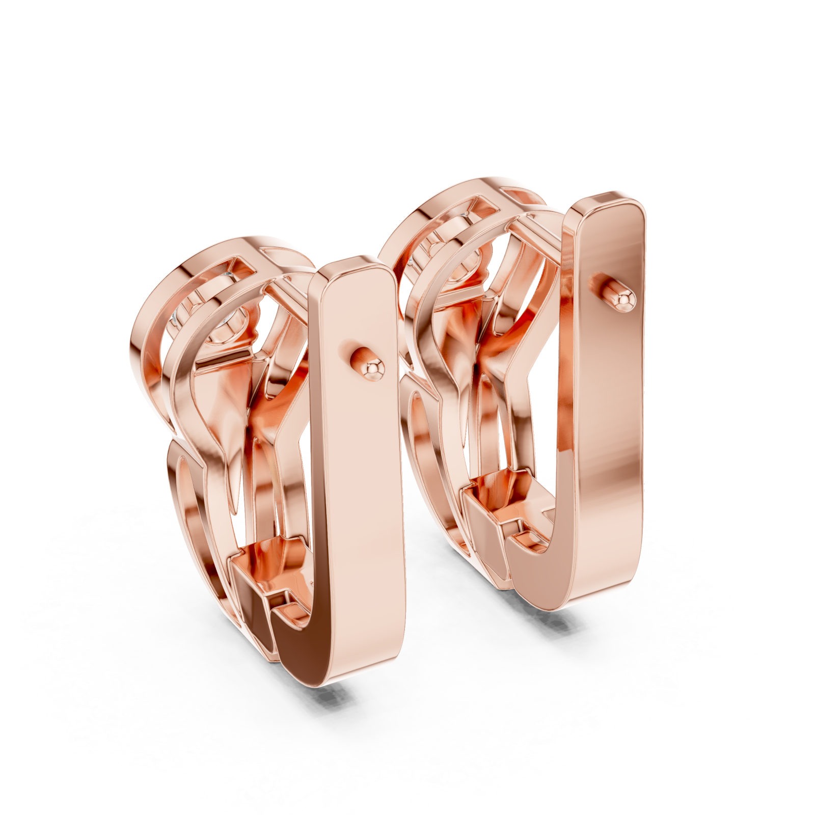  Rose Gold Radiant Halo Embrace Earrings Side View