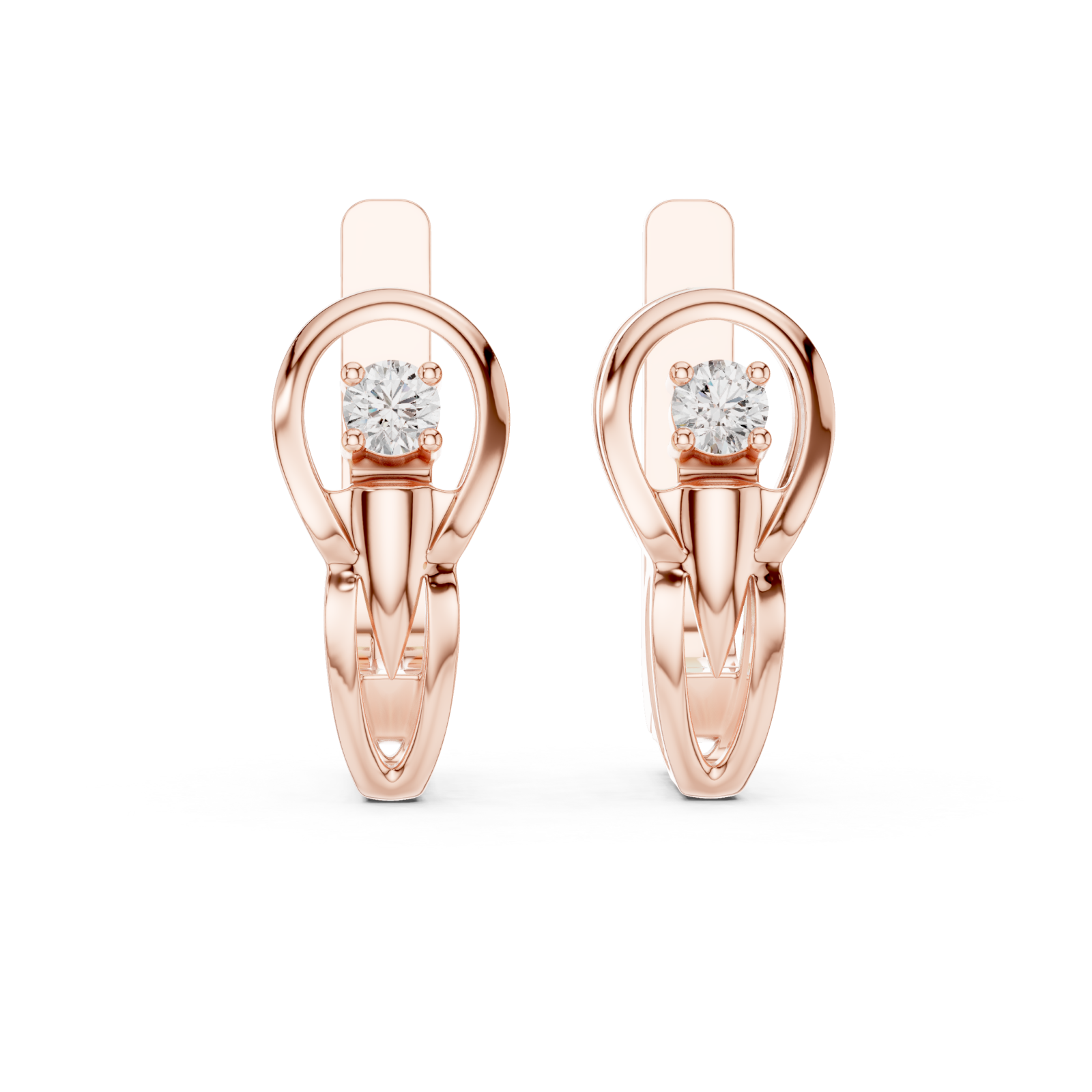  Rose Gold Radiant Halo Embrace Earrings Front View