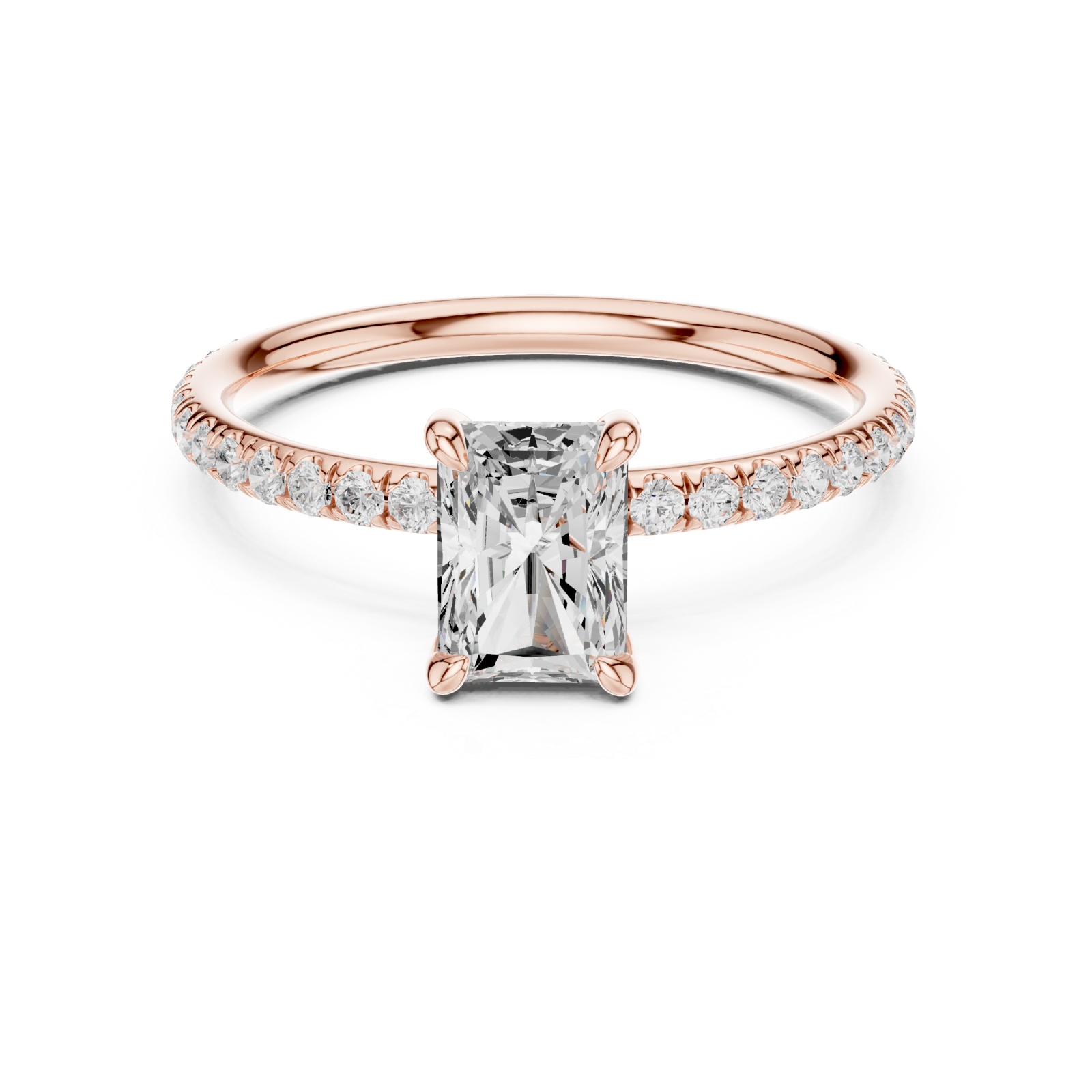  Rose Gold Twilight Grace Open Crown Solitaire Ring Front View