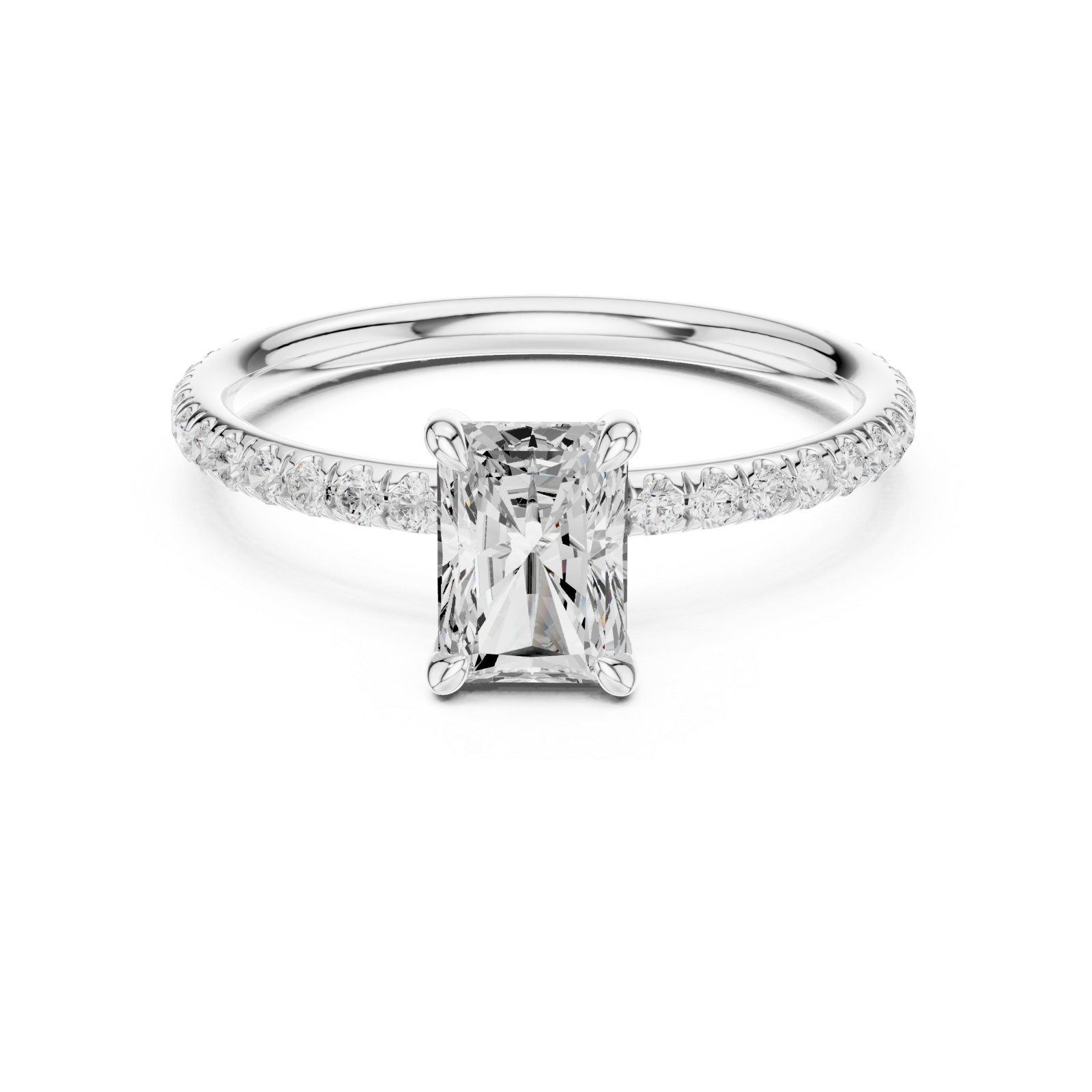  White Gold Twilight Grace Open Crown Solitaire Ring Front View