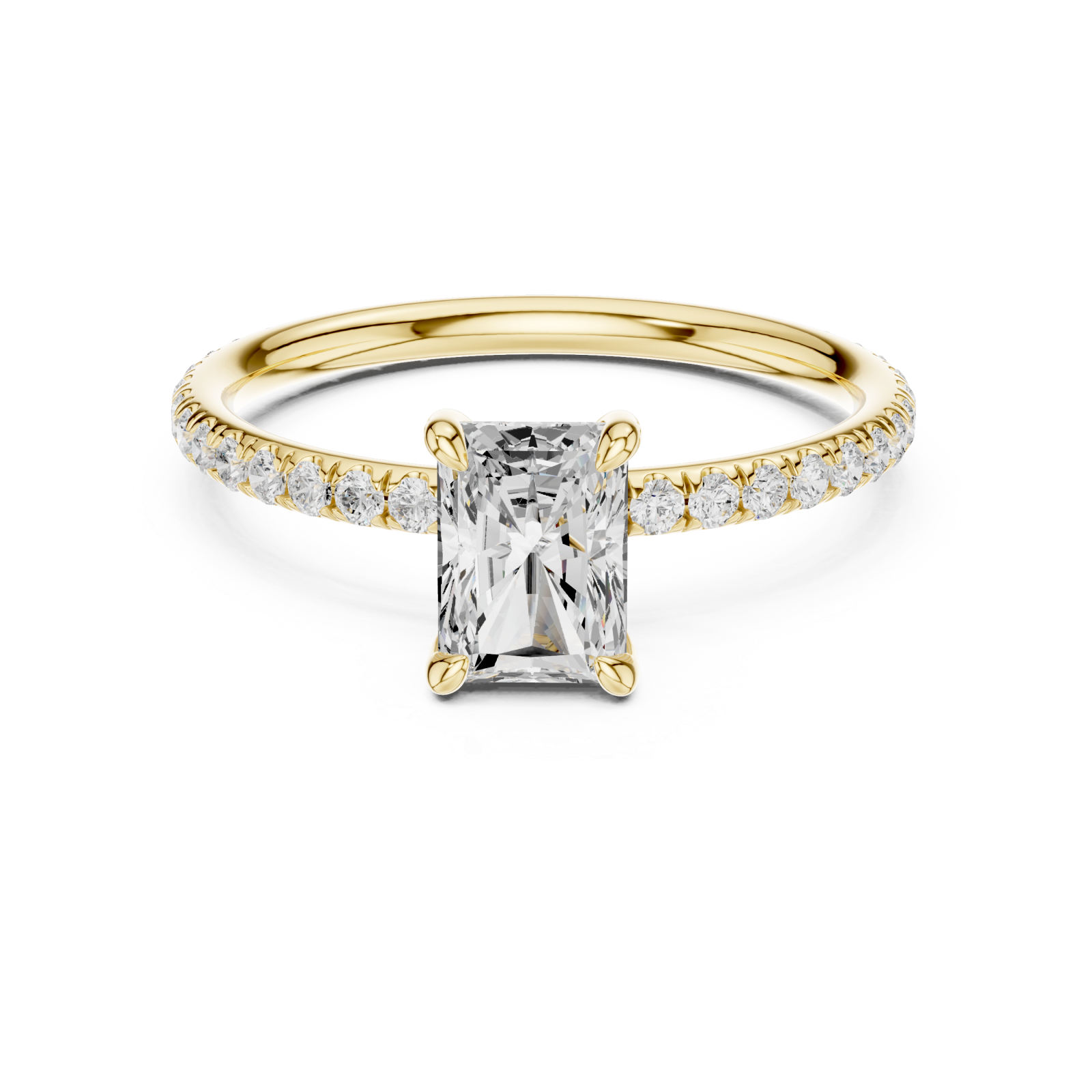  Gold Twilight Grace Open Crown Solitaire Ring Front View