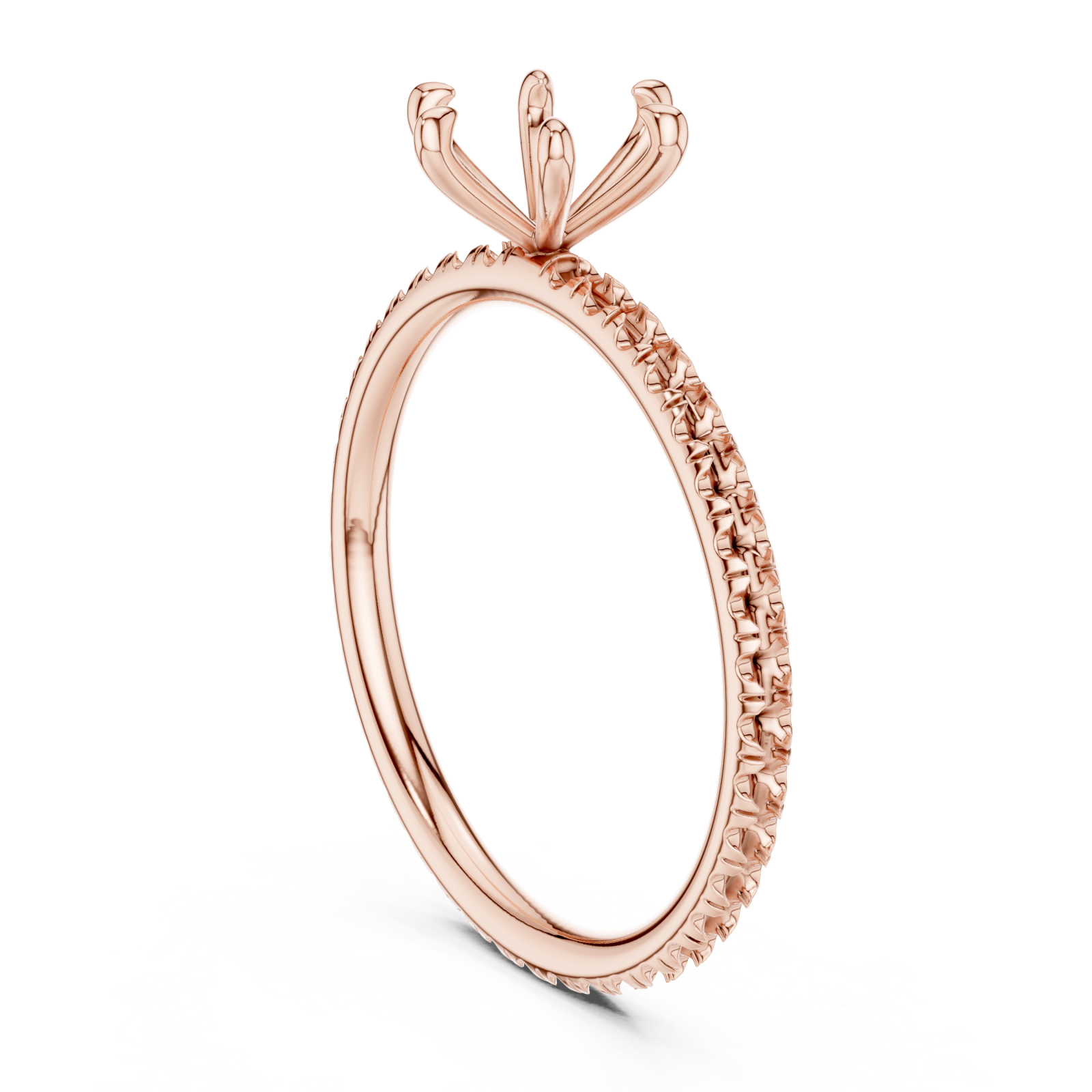  Rose Gold Orchid Flair Petal Solitaire Band Ring Left View
