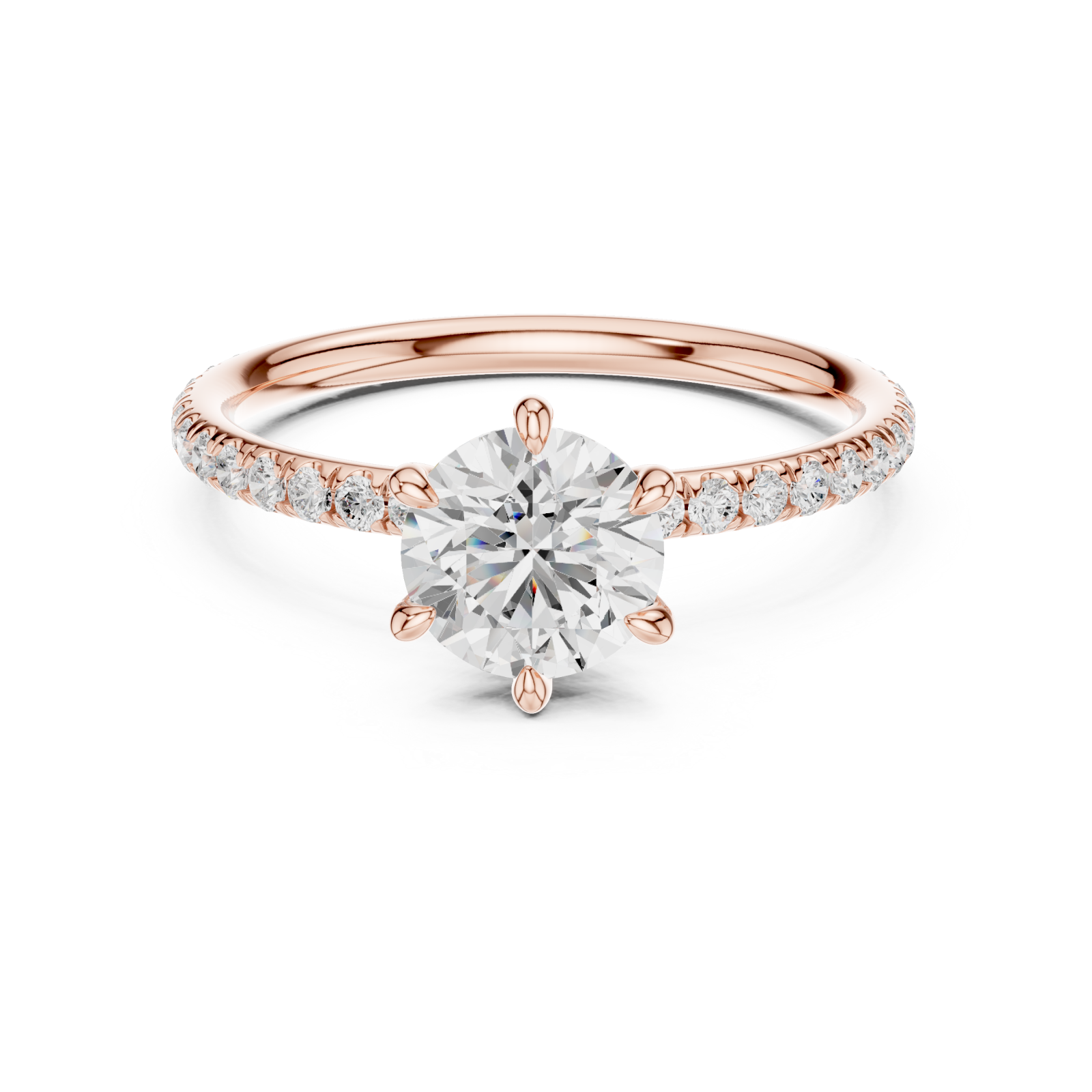  Rose Gold Orchid Flair Petal Solitaire Band Ring Front View