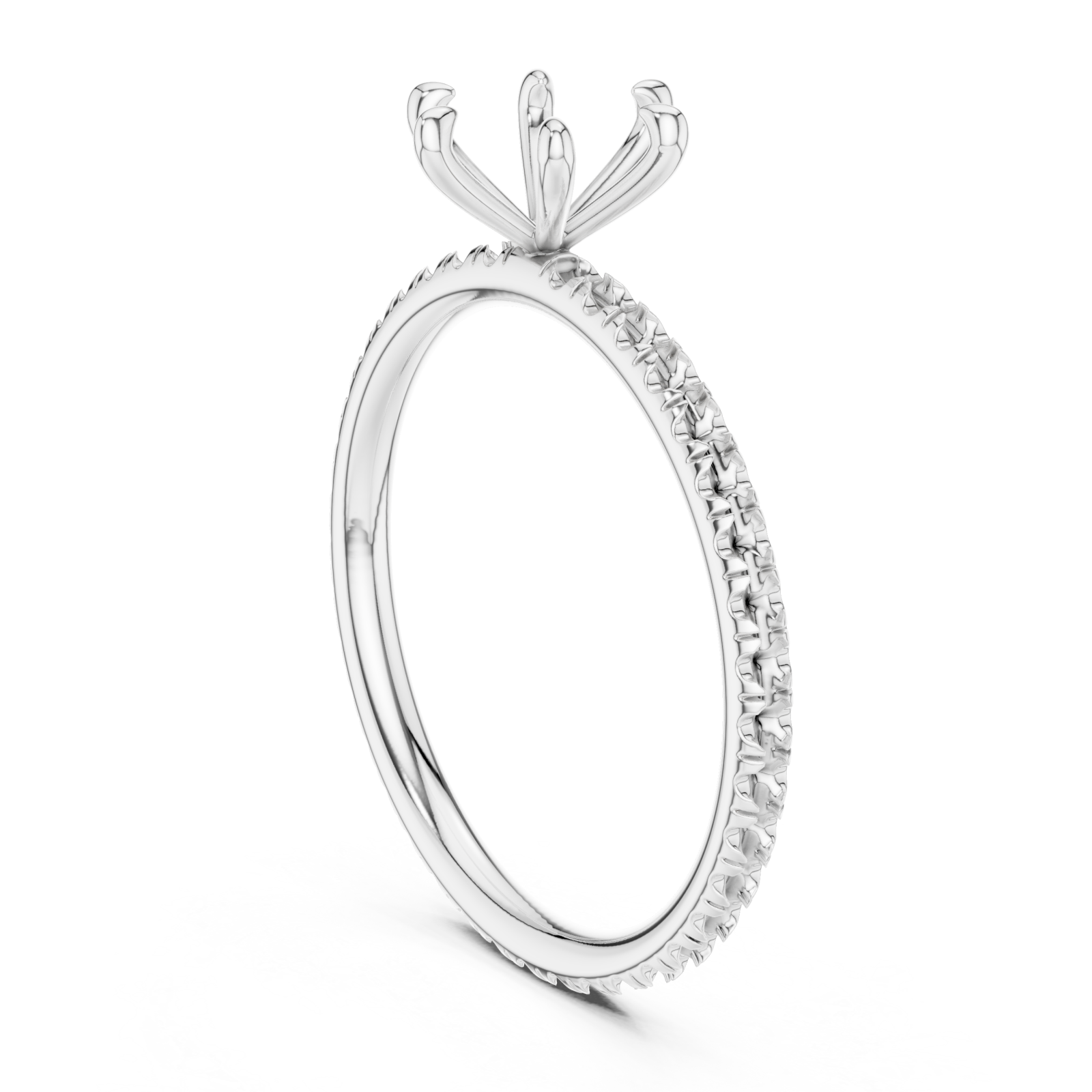  White Gold Orchid Flair Petal Solitaire Band Ring Left View