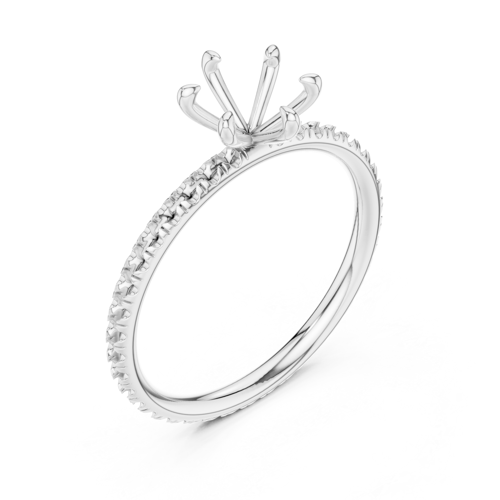  White Gold Orchid Flair Petal Solitaire Band Ring Right View