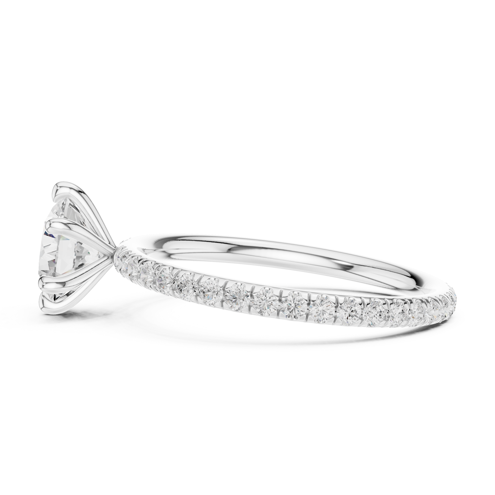  White Gold Orchid Flair Petal Solitaire Band Ring Side View