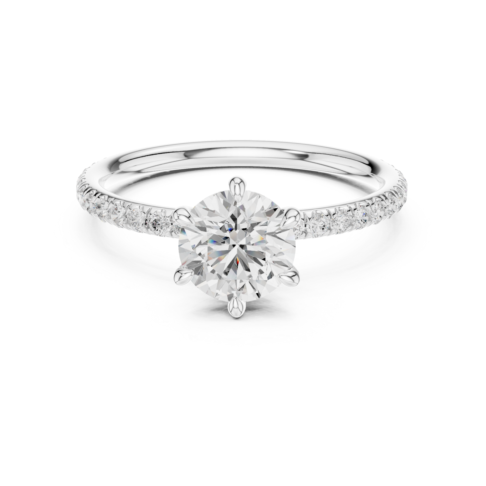  White Gold Orchid Flair Petal Solitaire Band Ring Front View
