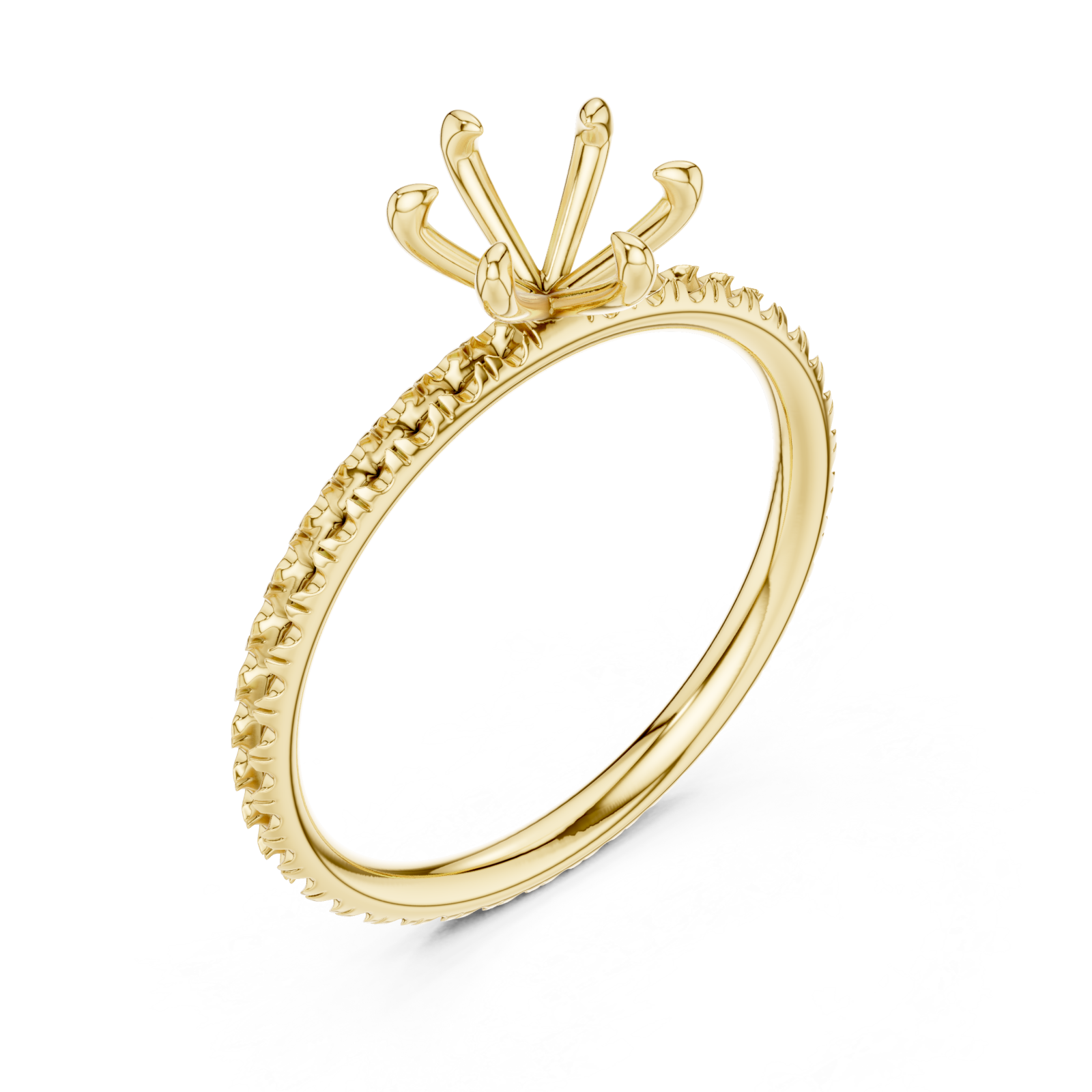 Gold Orchid Flair Petal Solitaire Band Ring Right View