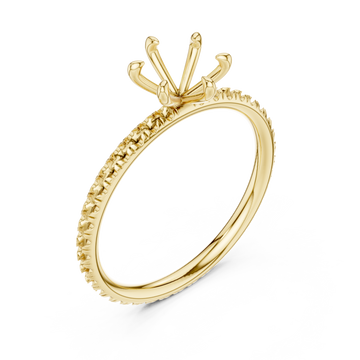 Gold Orchid Flair Petal Solitaire Band Ring Right View