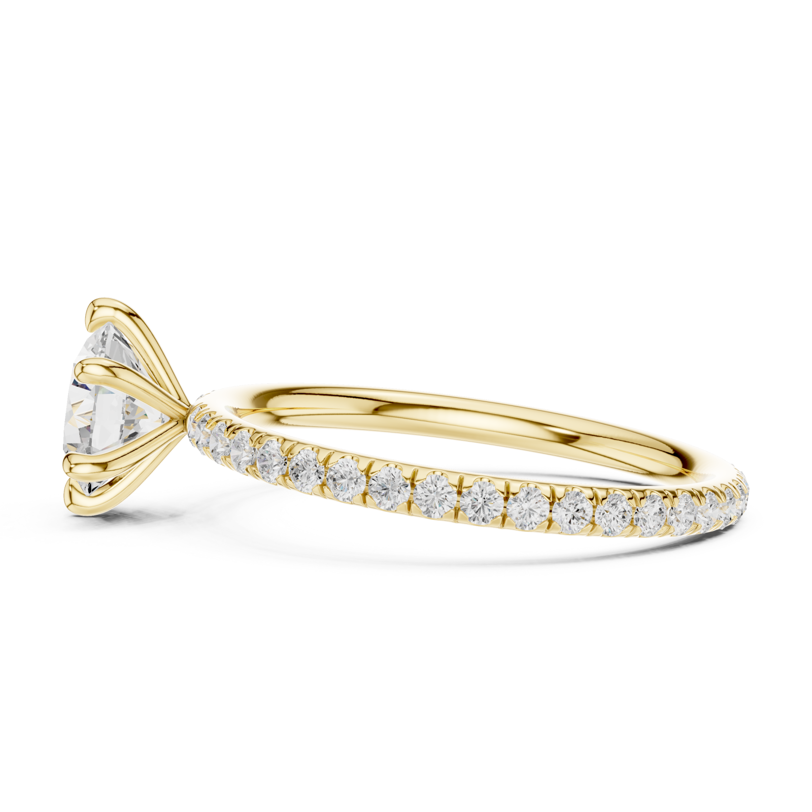  Gold Orchid Flair Petal Solitaire Band Ring Side View