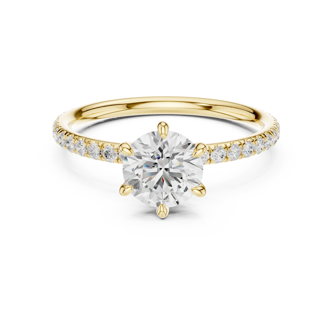 Gold Orchid Flair Petal Solitaire Band Ring Right View