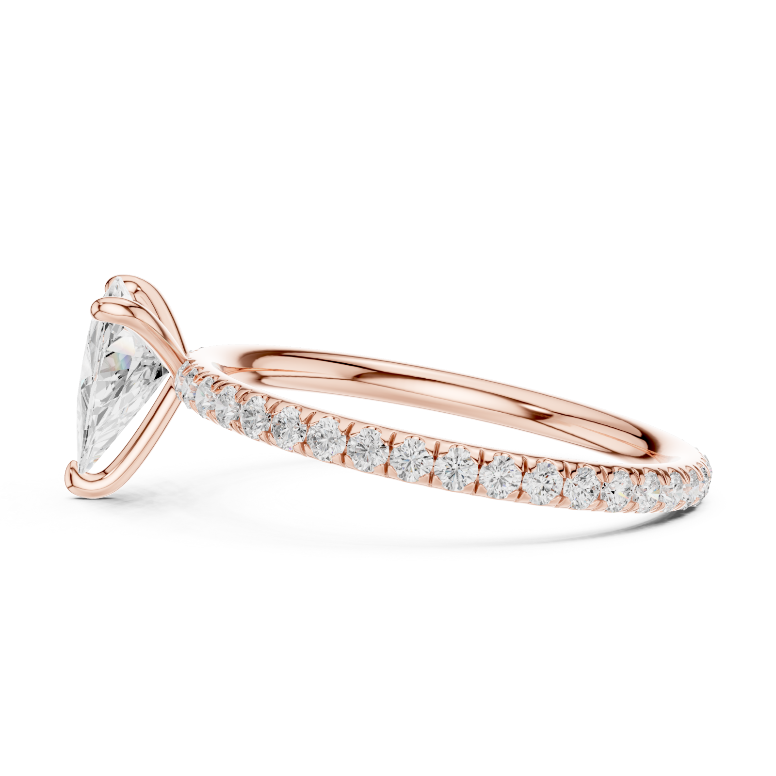  Rose Gold Celestia Trillion Curve Ring Side View