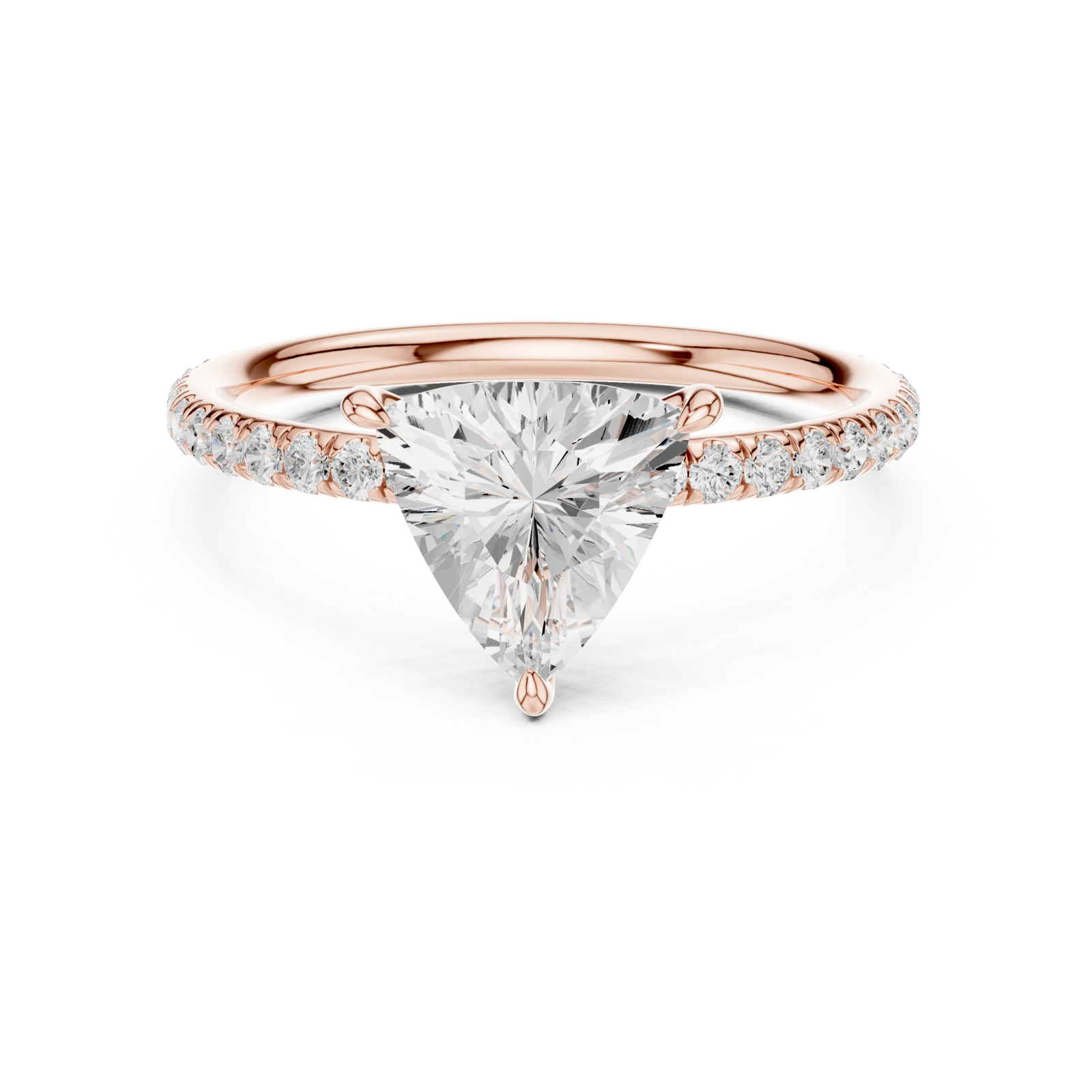  Rose Gold Celestia Trillion Curve Ring Front View