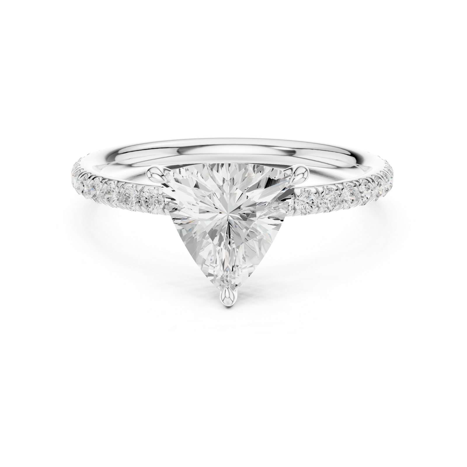  White Gold Celestia Trillion Curve Ring Front View