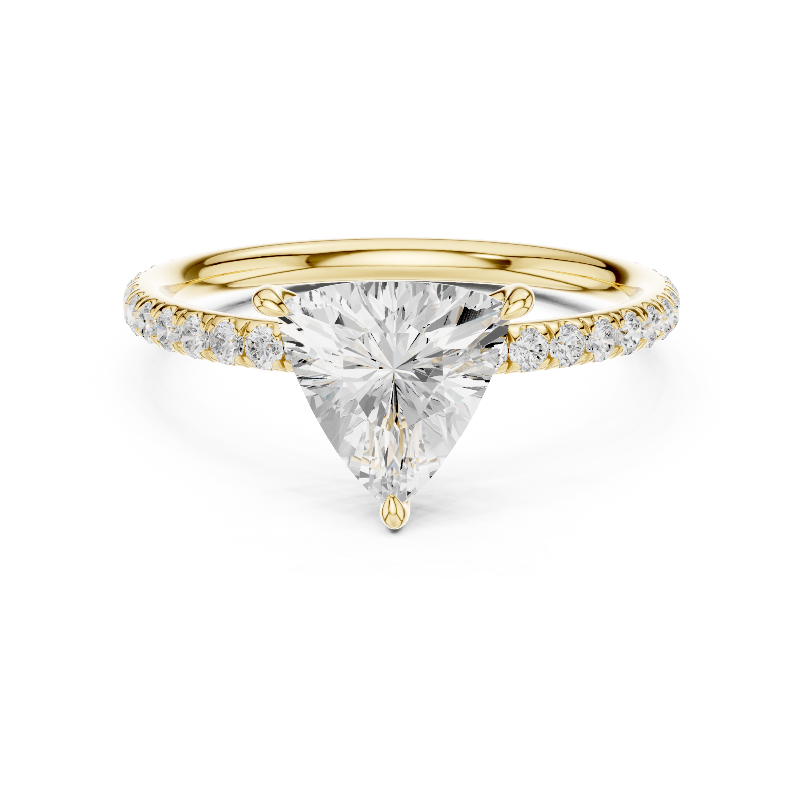  Gold Celestia Trillion Curve Ring Front View
