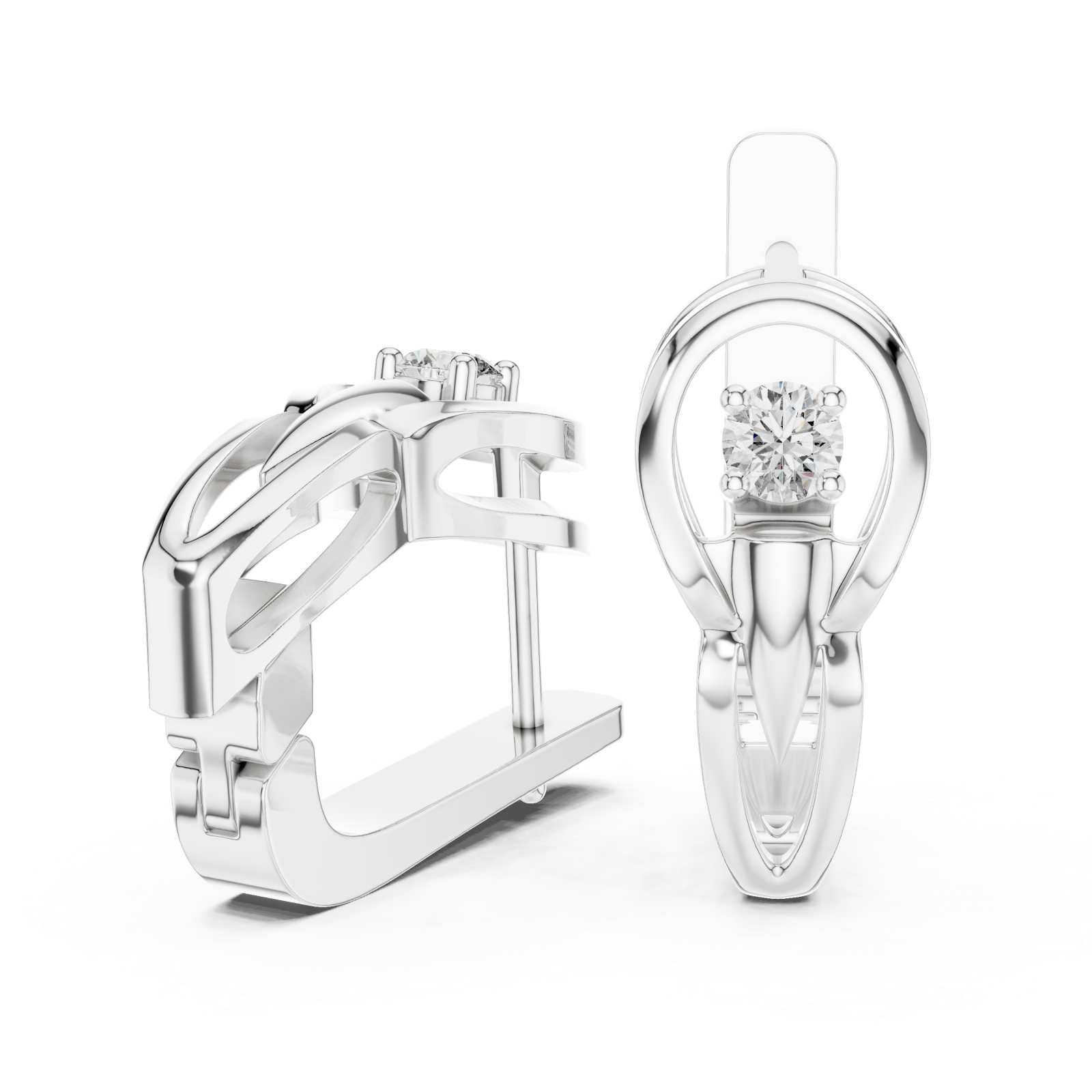  White Gold Radiant Halo Embrace Earrings Left View