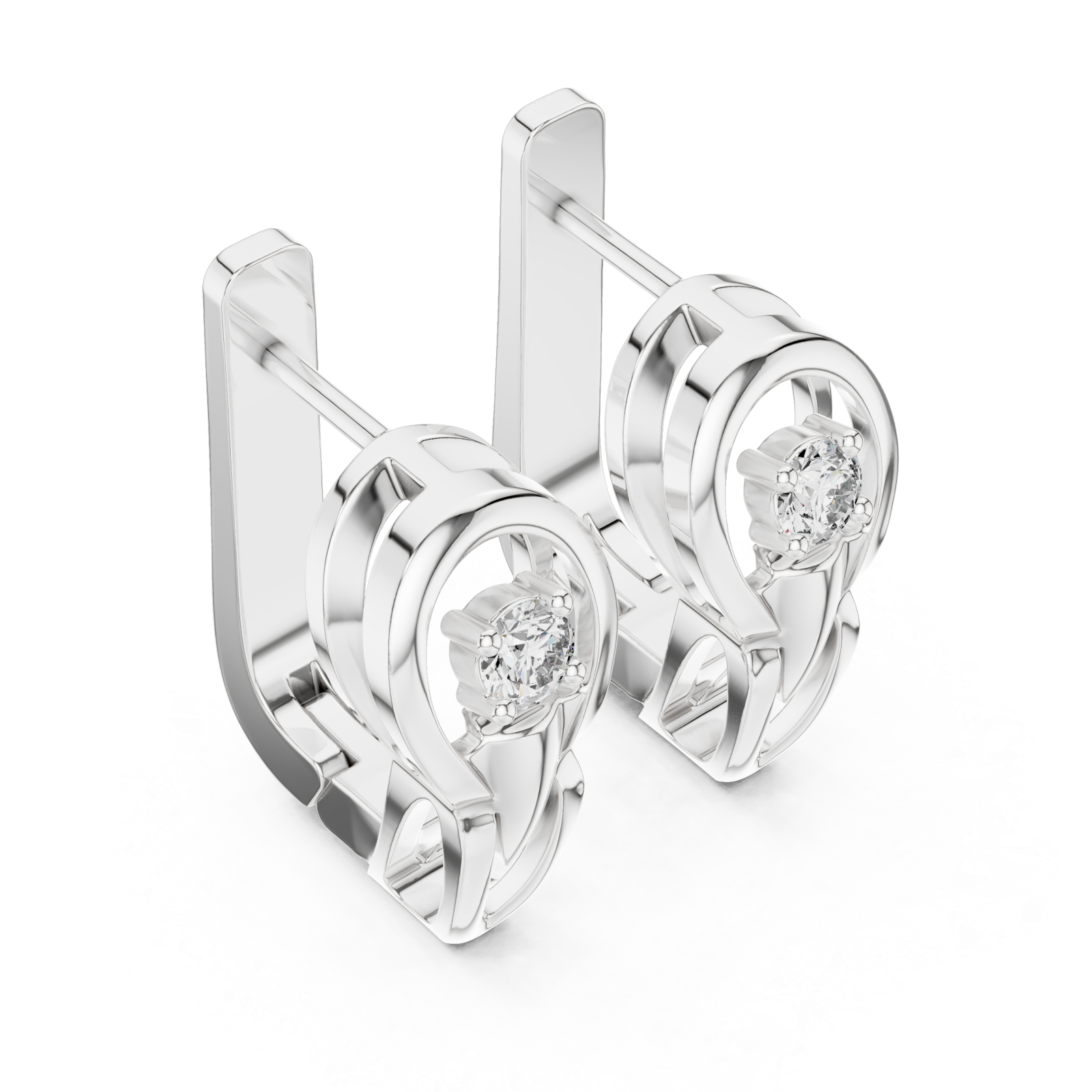  White Gold Radiant Halo Embrace Earrings Right View