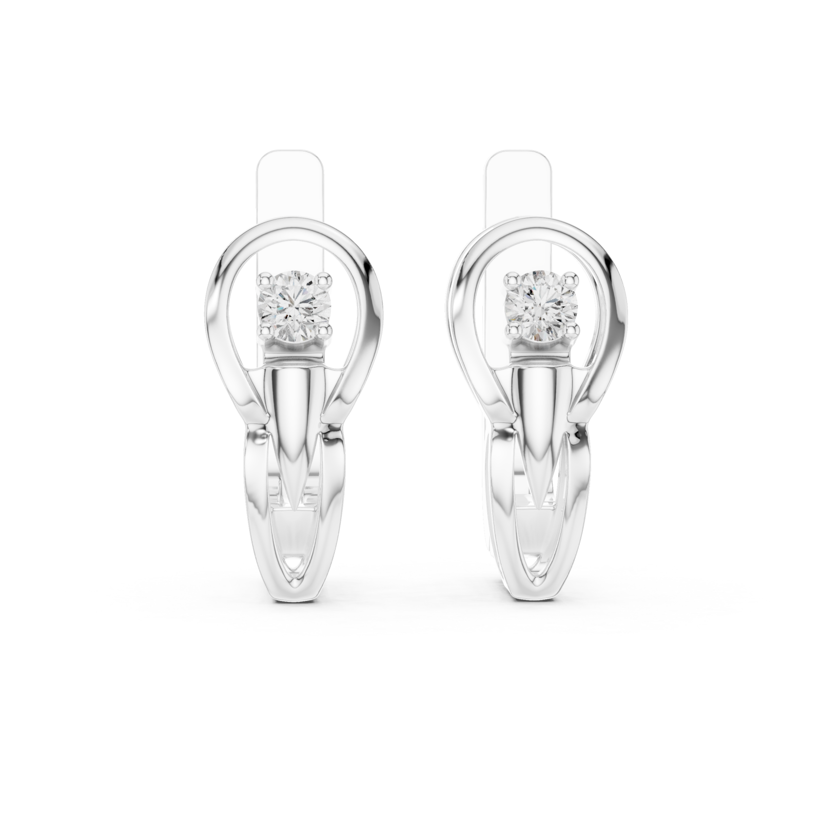  White Gold Radiant Halo Embrace Earrings Front View