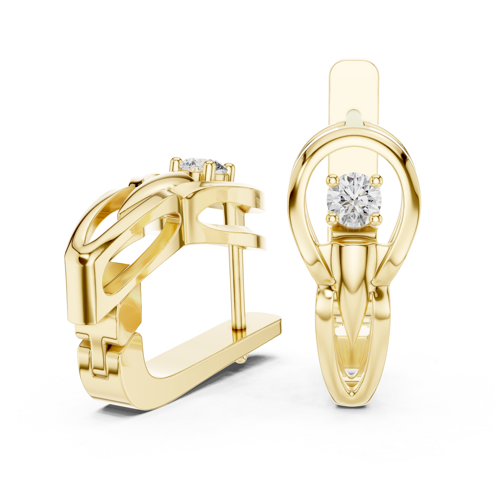  Gold Radiant Halo Embrace Earrings Left View