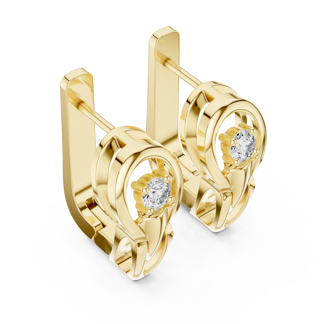 Gold Radiant Halo Embrace Earrings Right View