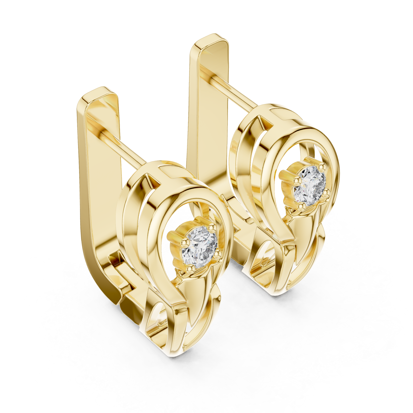 Gold Radiant Halo Embrace Earrings Right View