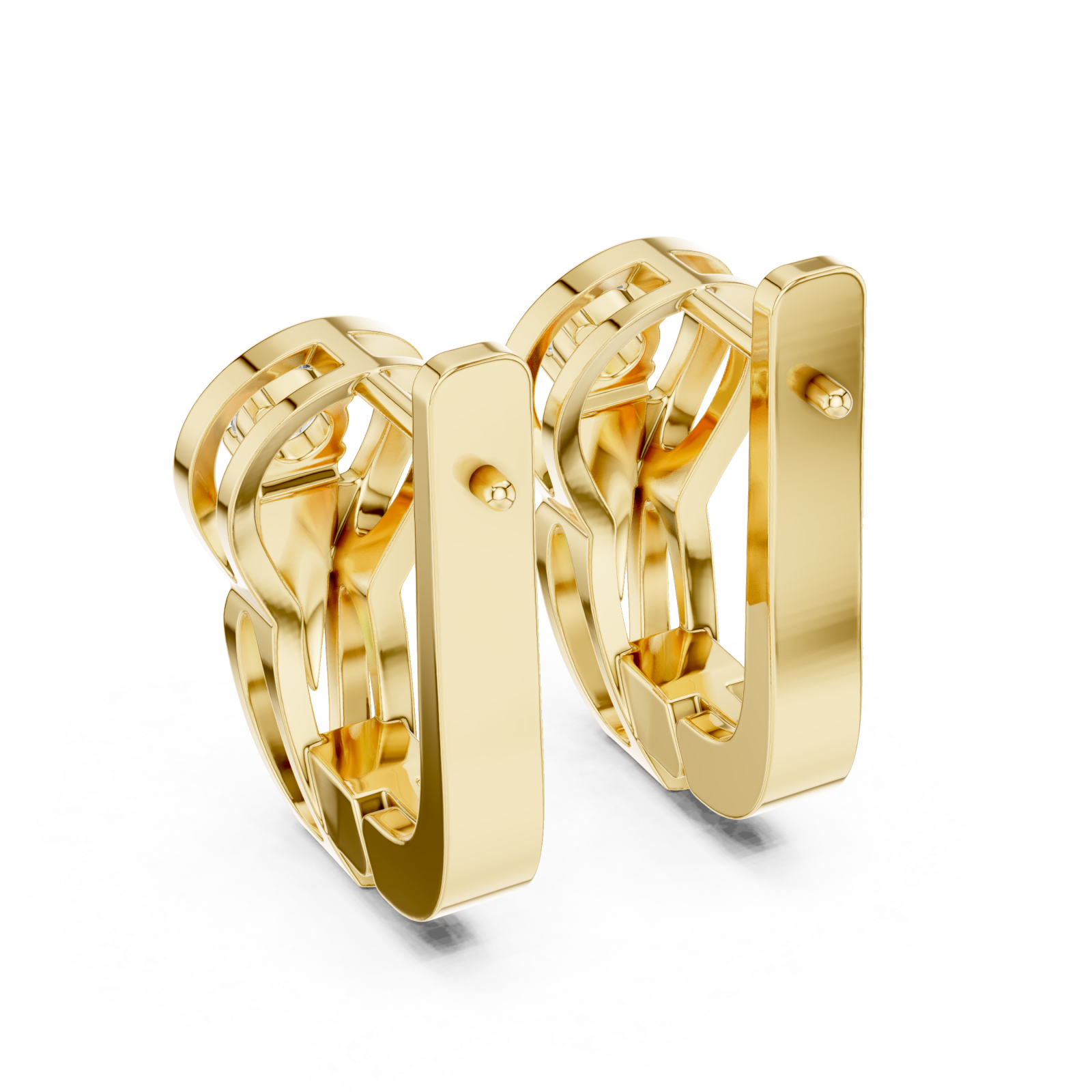  Gold Radiant Halo Embrace Earrings Side View