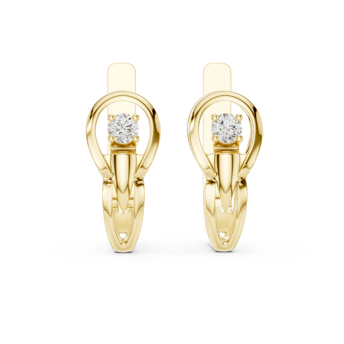 Gold Radiant Halo Embrace Earrings Right View