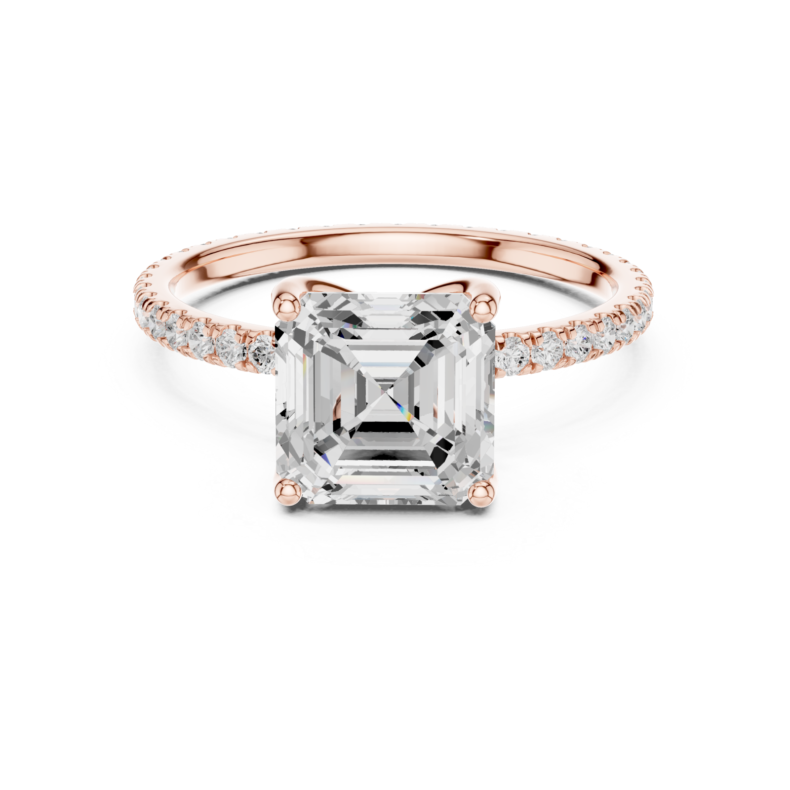  Rose Gold Luxe Empress Cushion Ring Front View