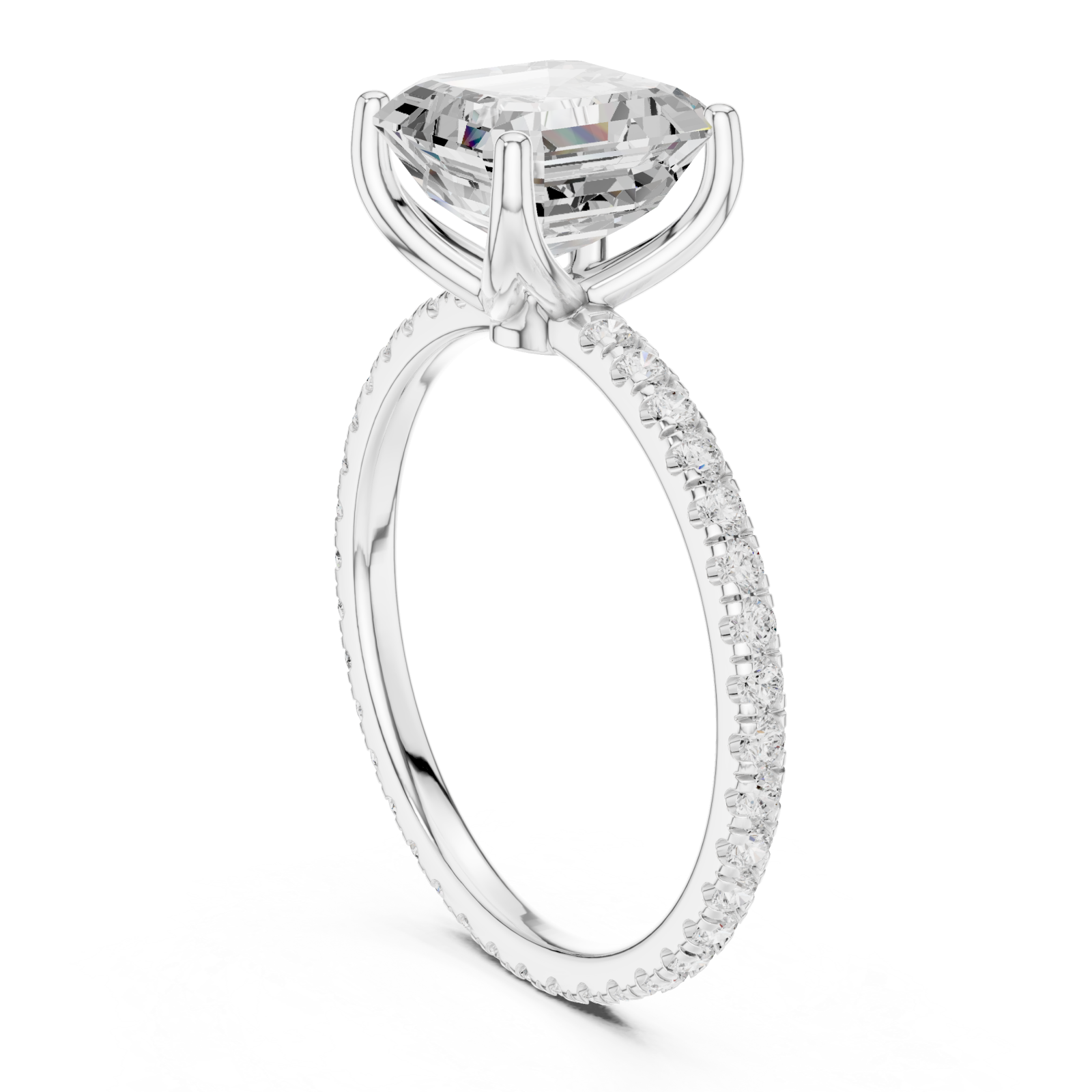  White Gold Luxe Empress Cushion Ring Left View