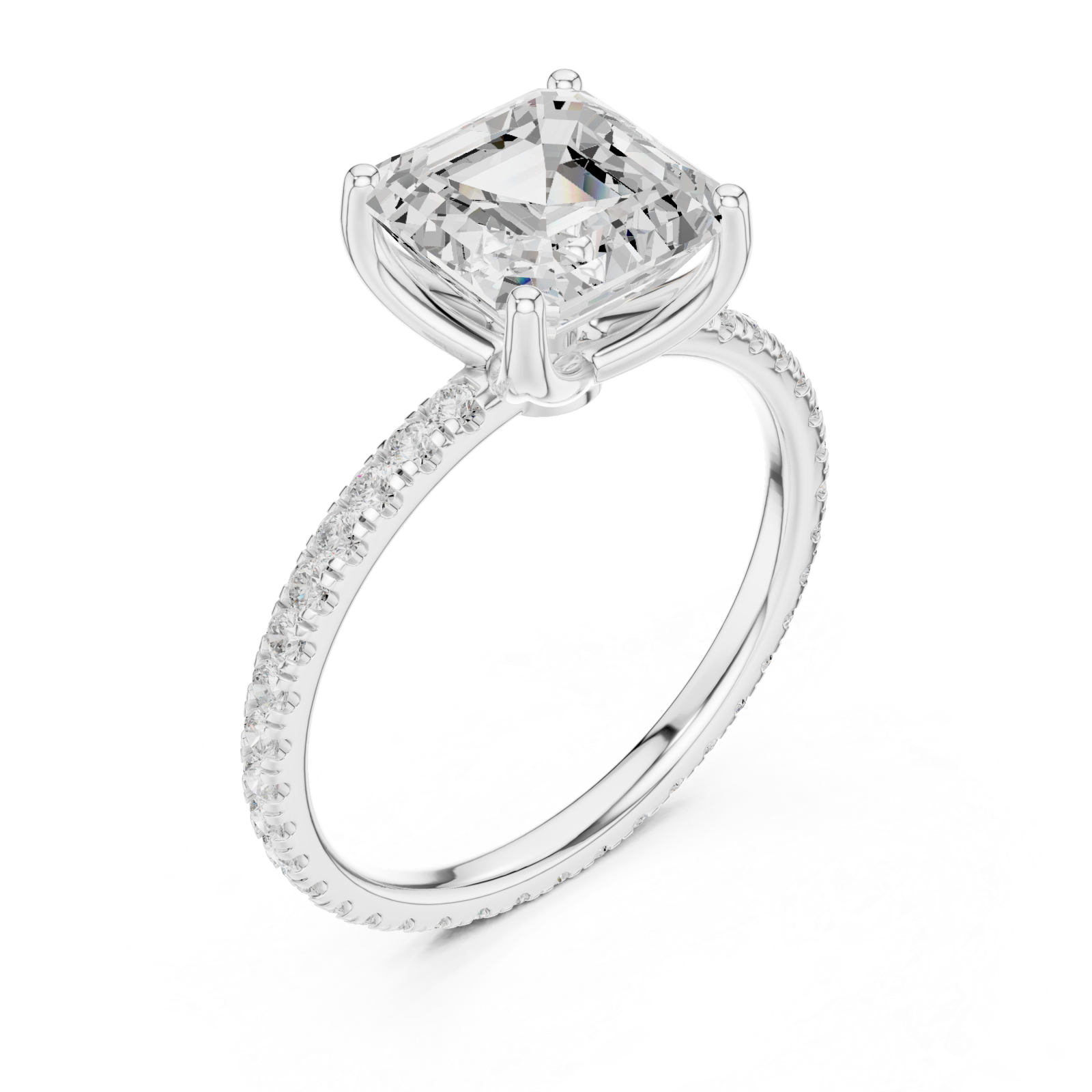  White Gold Luxe Empress Cushion Ring Right View
