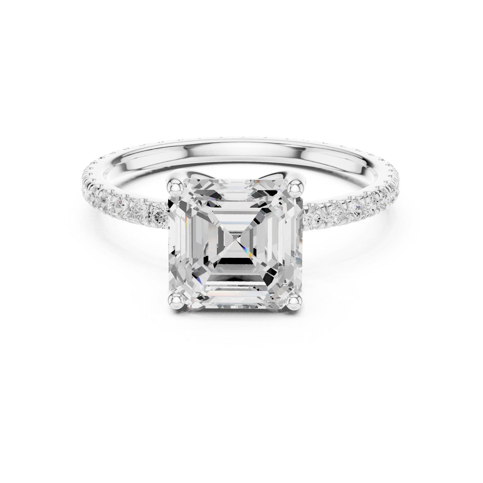  White Gold Luxe Empress Cushion Ring Front View