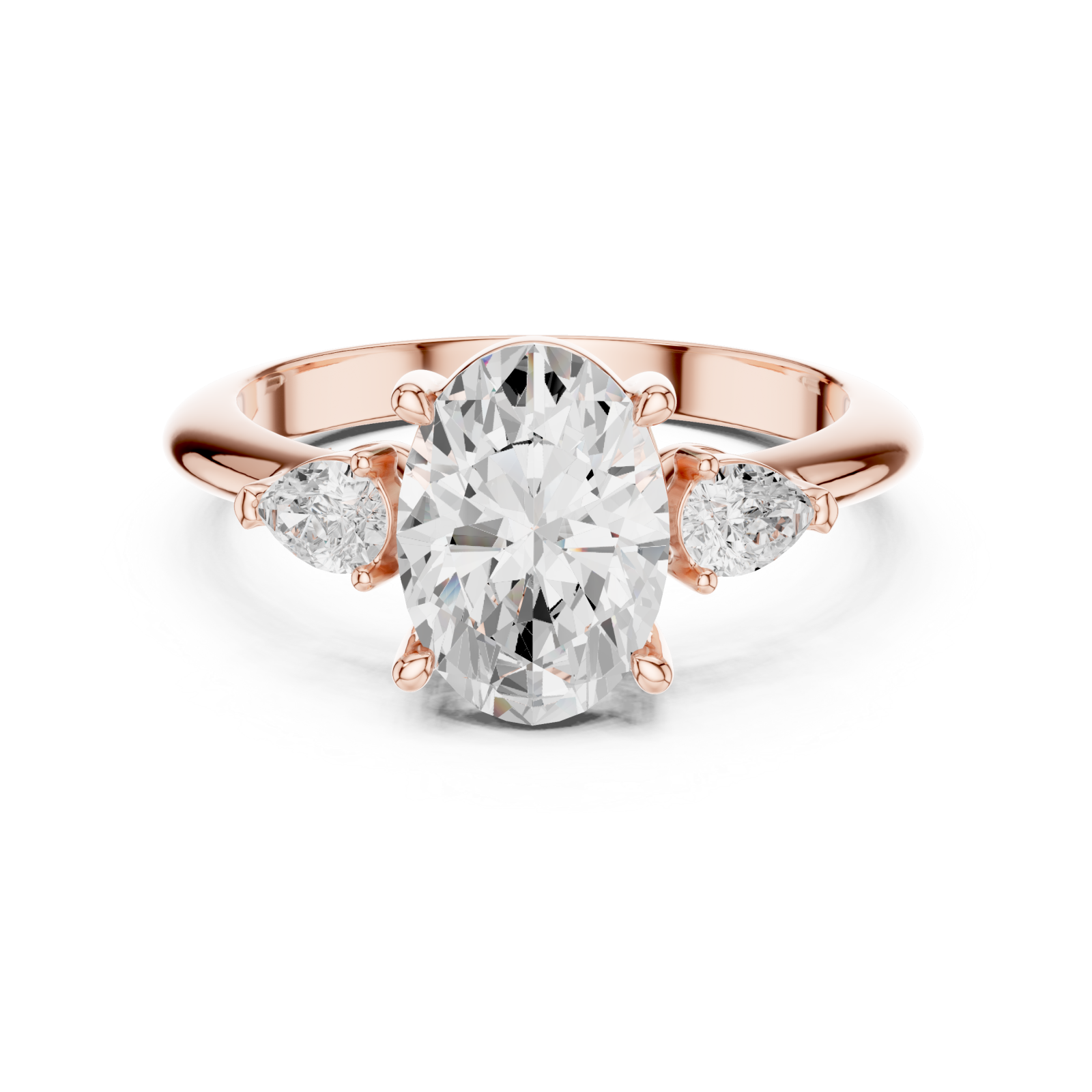 Rose Gold Radiance Whisper Trio Ring Front View