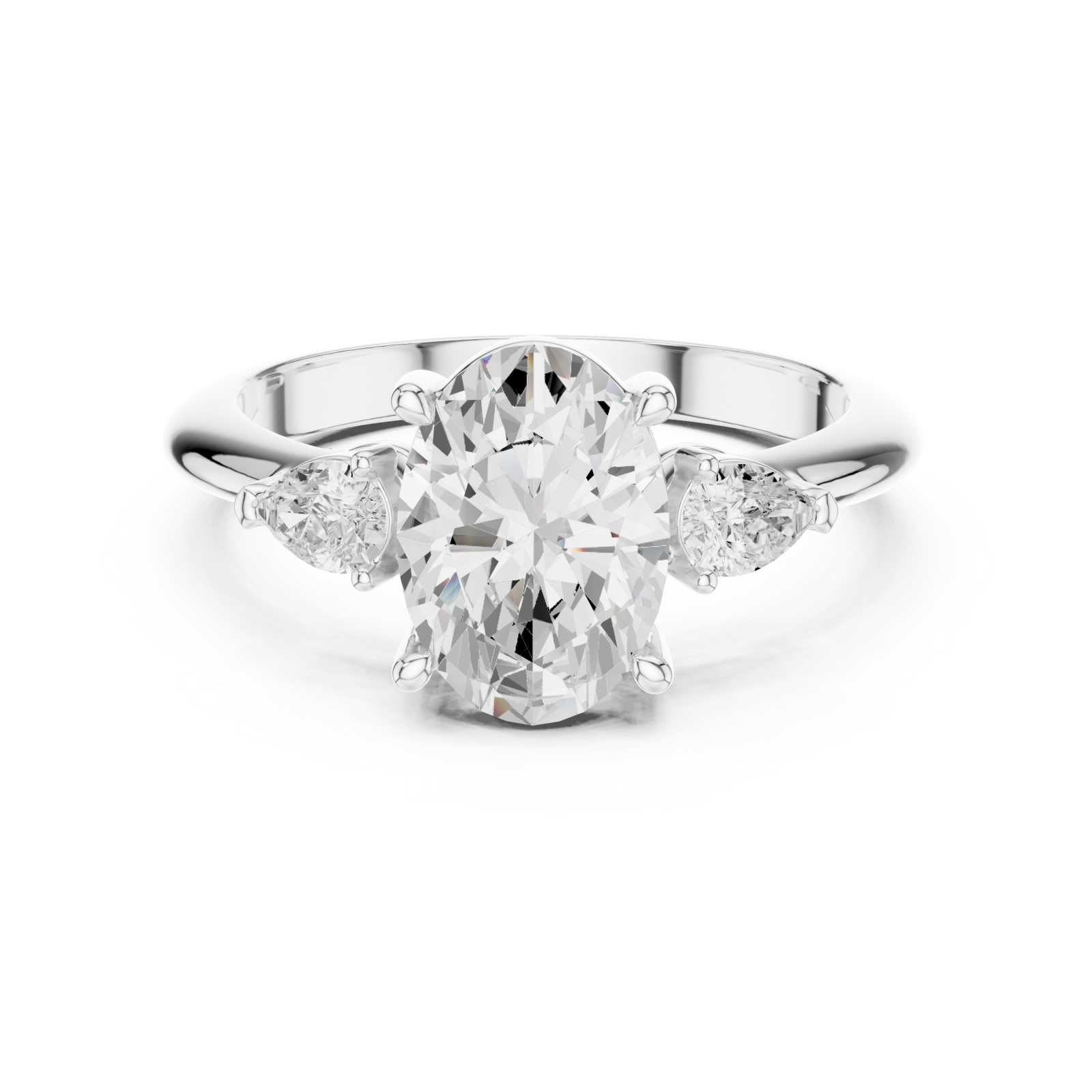  White Gold Radiance Whisper Trio Ring Front View