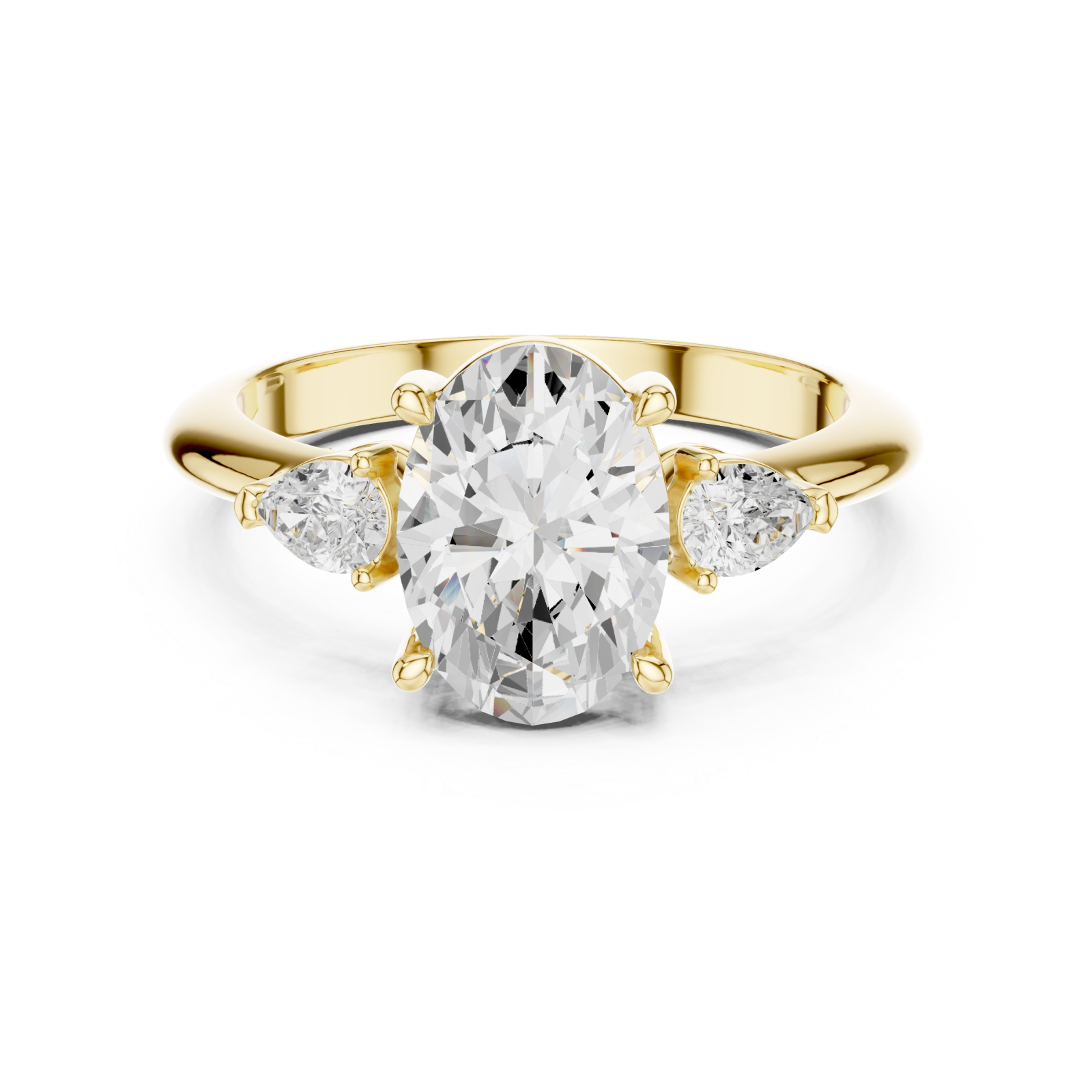  Gold Radiance Whisper Trio Ring Front View