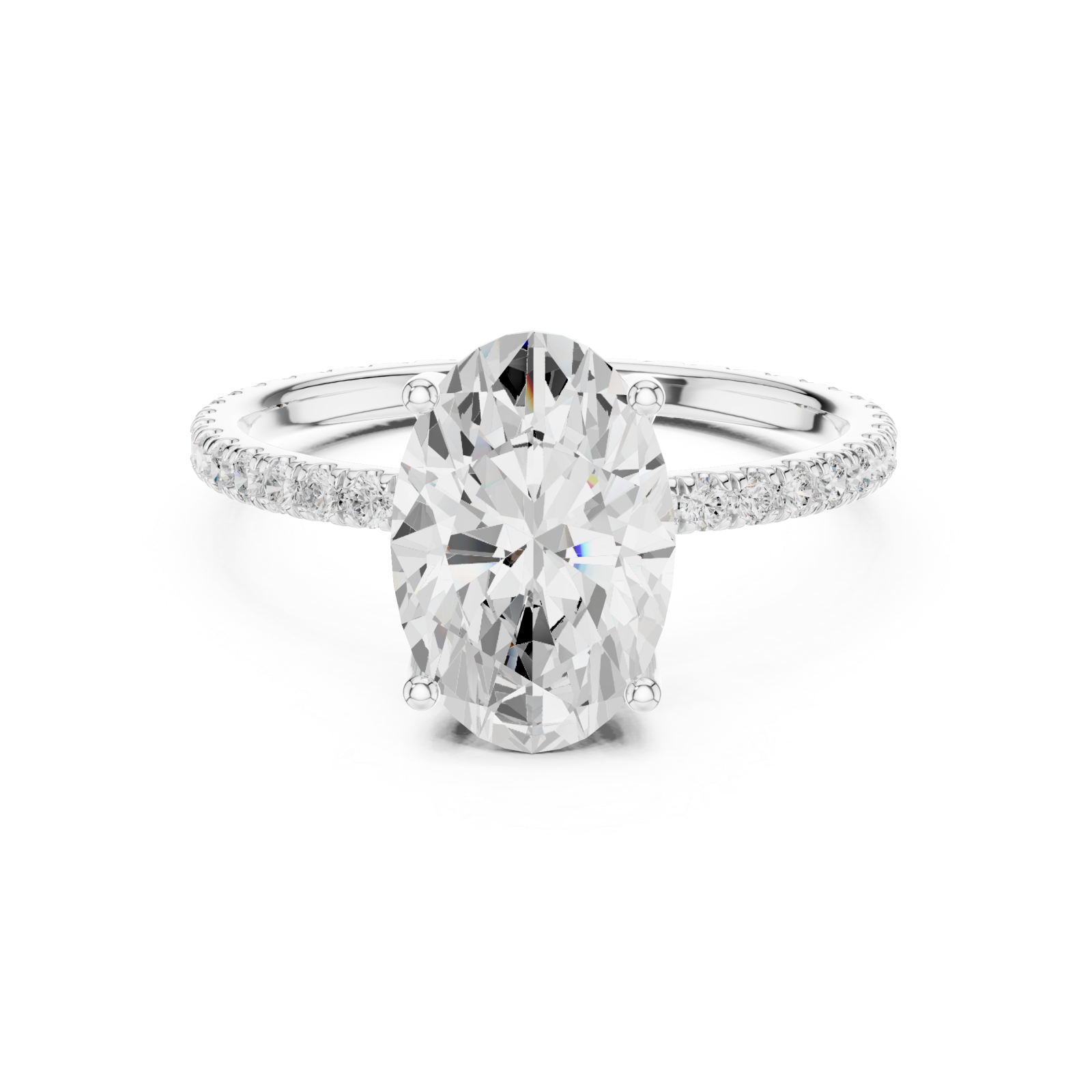  White Gold Luminous Infinity Crown Engagement Ring Front View