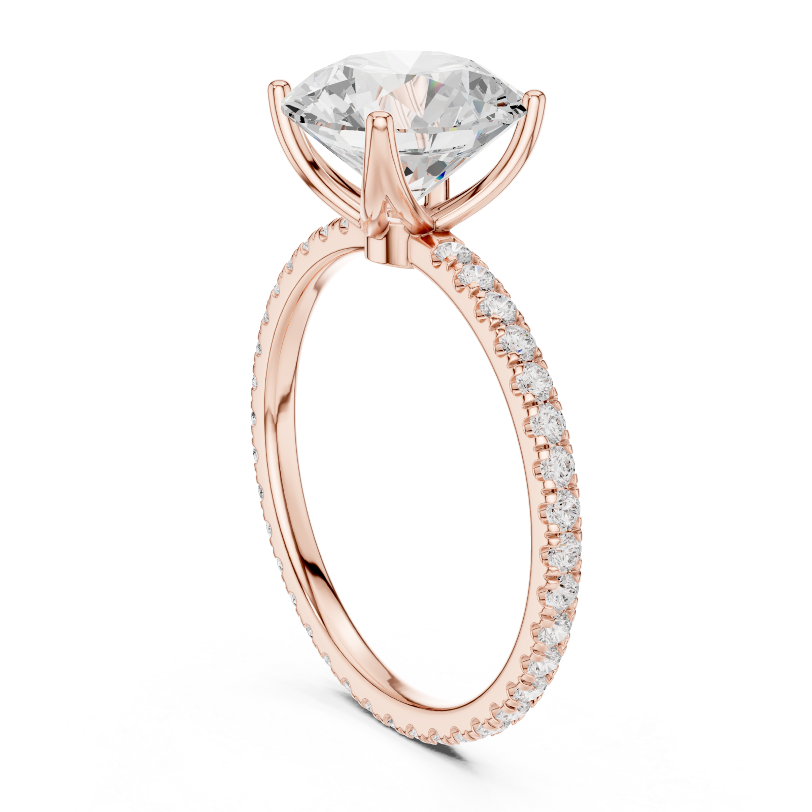  Rose Gold Opulent Regal Pavé Accent Ring Left View