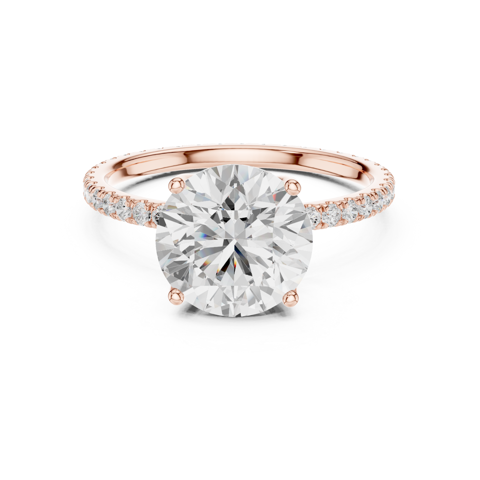  Rose Gold Opulent Regal Pavé Accent Ring Front View