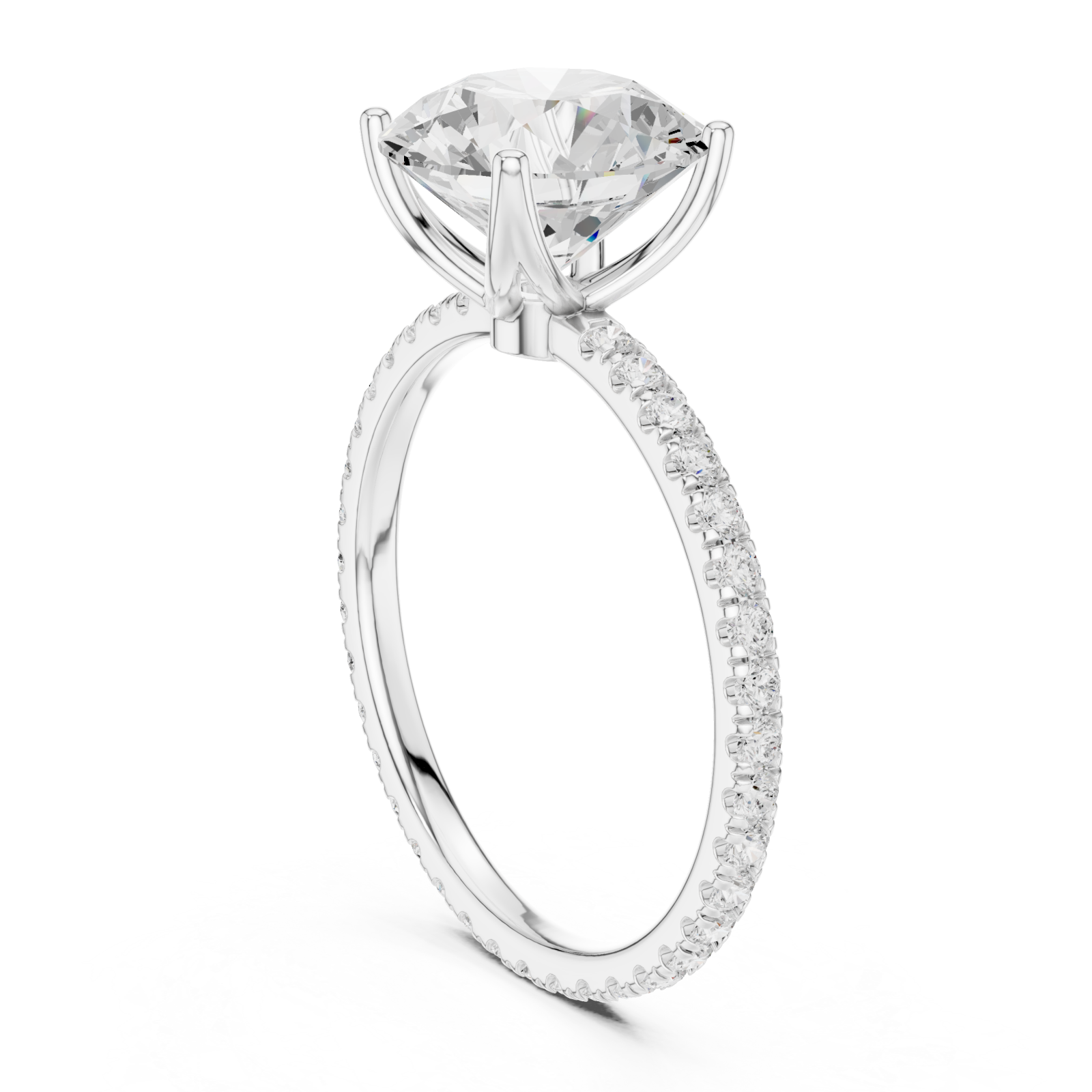  White Gold Opulent Regal Pavé Accent Ring Left View
